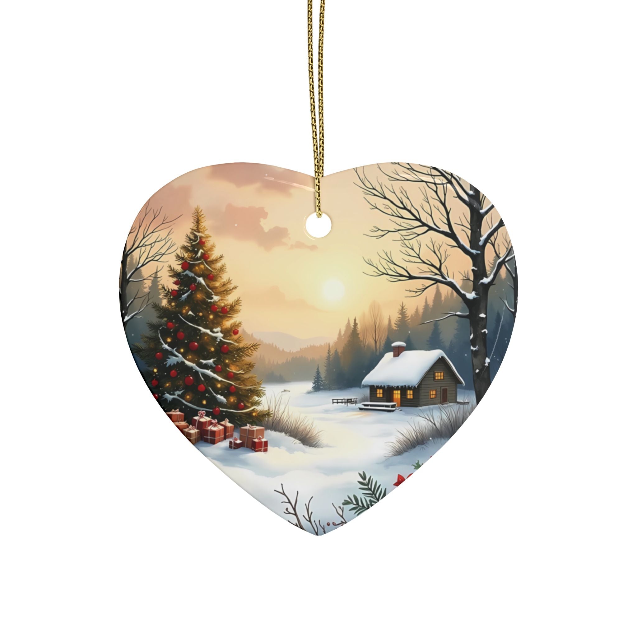 Heart-Shaped Ceramic Ornaments, Cozy Winter Decorations, Holiday Celebrations, Christmas Tree Decor, Personalized Gift
