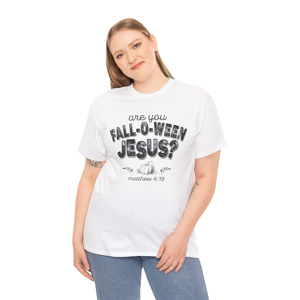 Fall-Themed Tee, Are You Fall-O-Ween Jesus, Unisex Cotton Shirt, Funny Fall Apparel, Halloween T-Shirt, Thanksgiving Gift Ideas