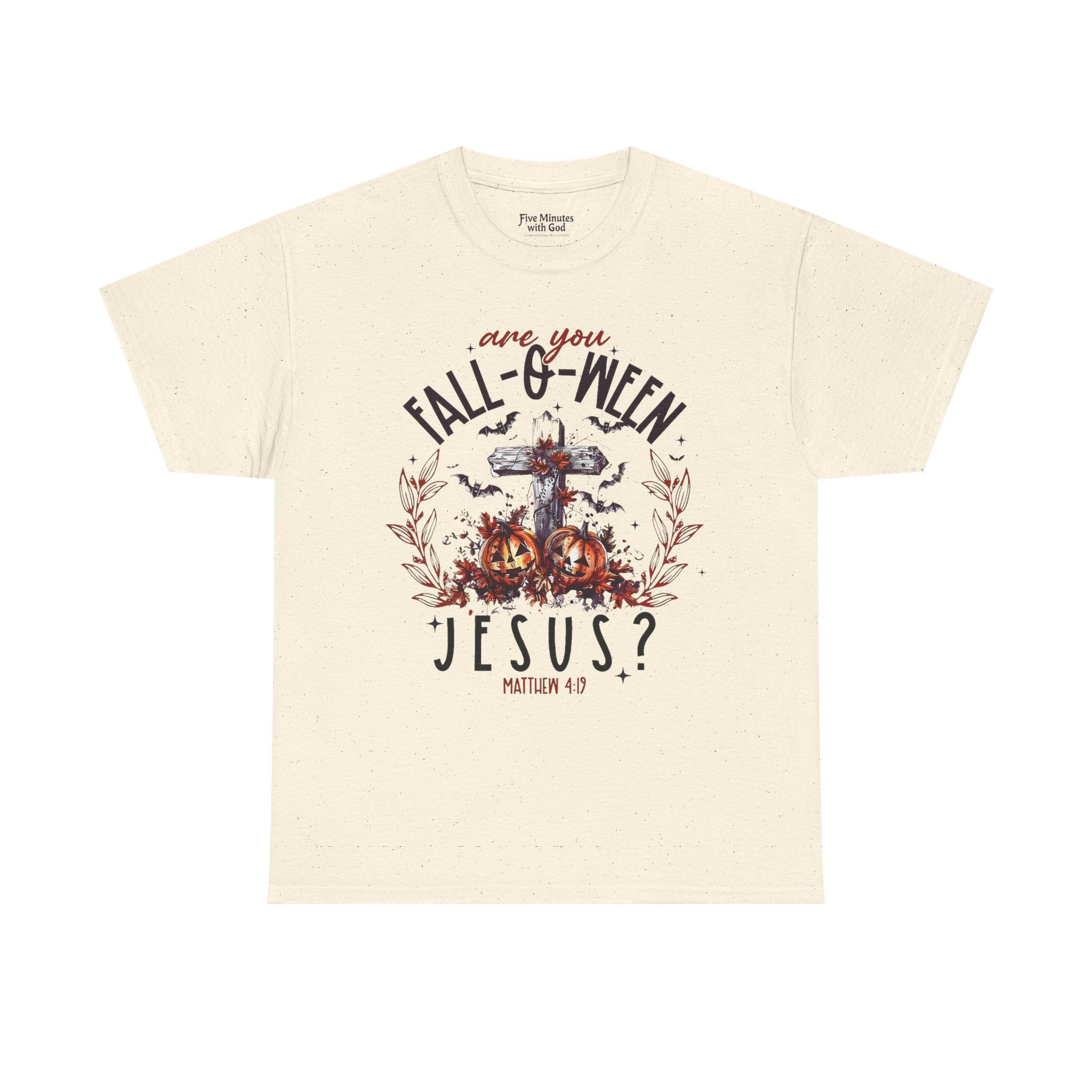 Fall-O-Ween Jesus Unisex Heavy Cotton Tee, Halloween Shirt, Christian T-Shirt, Autumn Apparel, Gift for Him/Her