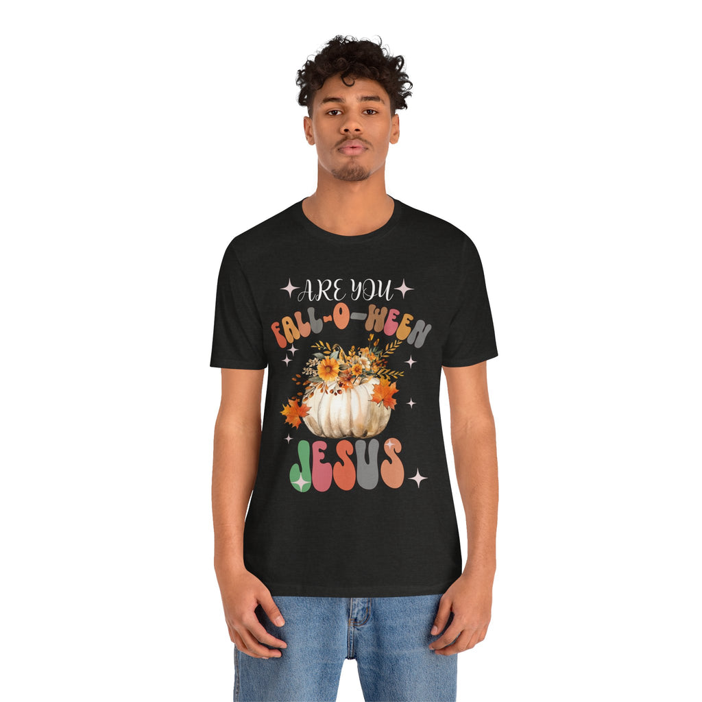 Fall-Themed Jesus Tee, Unisex Jersey T-Shirt, Cozy Autumn Apparel, Thanksgiving Gift, Fall Celebration Shirt, Christian Fashion