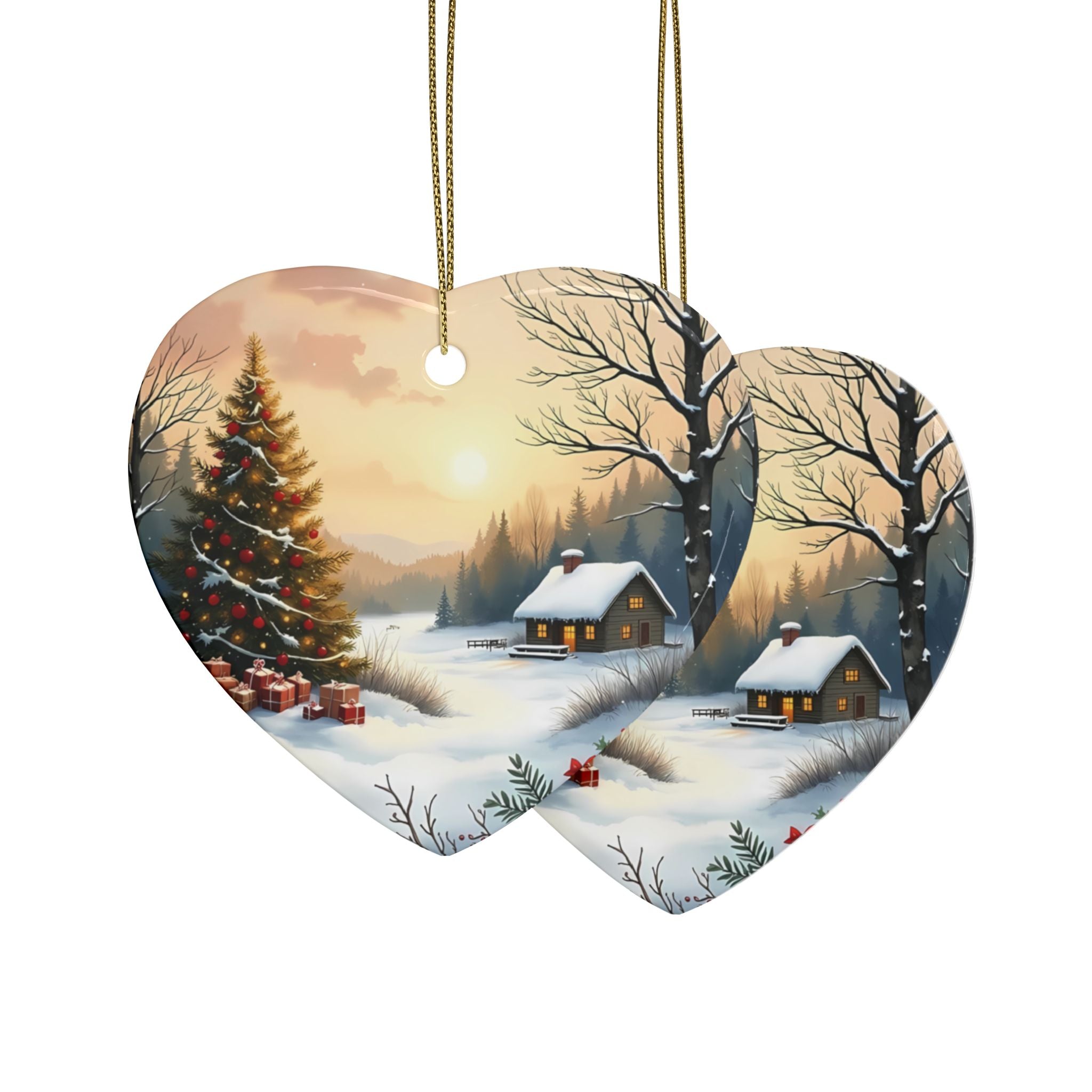 Heart-Shaped Ceramic Ornaments, Cozy Winter Decorations, Holiday Celebrations, Christmas Tree Decor, Personalized Gift