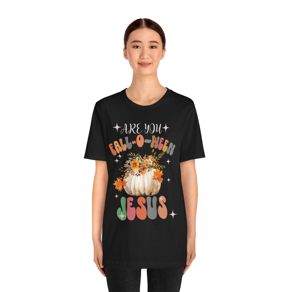 Fall-Themed Jesus Tee, Unisex Jersey T-Shirt, Cozy Autumn Apparel, Thanksgiving Gift, Fall Celebration Shirt, Christian Fashion