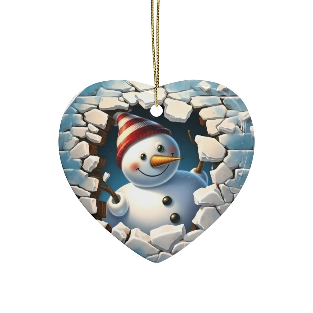 Heart-Shaped Snowman Ceramic Ornaments | Winter Decorations, Christmas Gifts, Holiday Decor, Keepsake Ornaments, Festive Home Accents