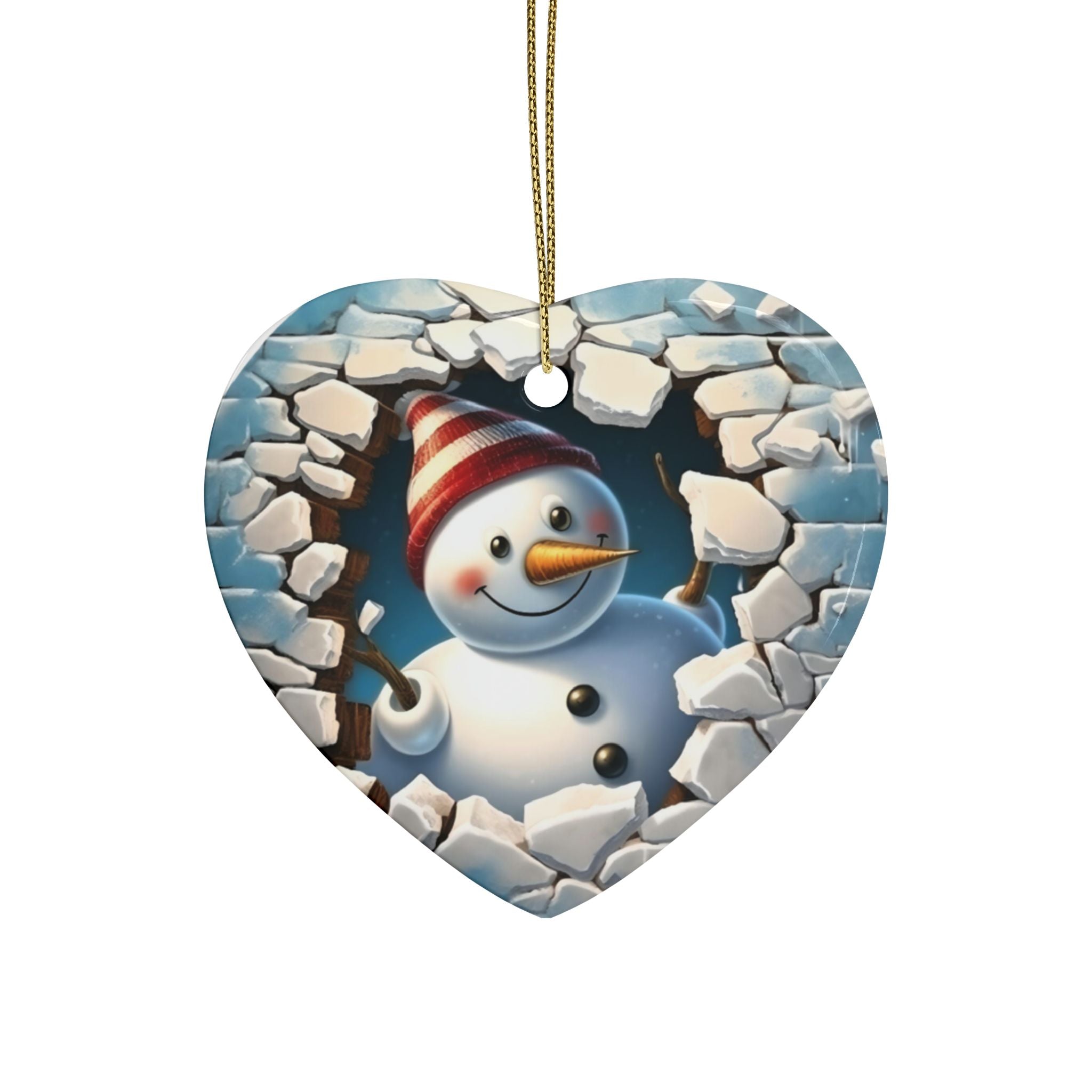 Heart-Shaped Snowman Ceramic Ornaments | Winter Decorations, Christmas Gifts, Holiday Decor, Keepsake Ornaments, Festive Home Accents
