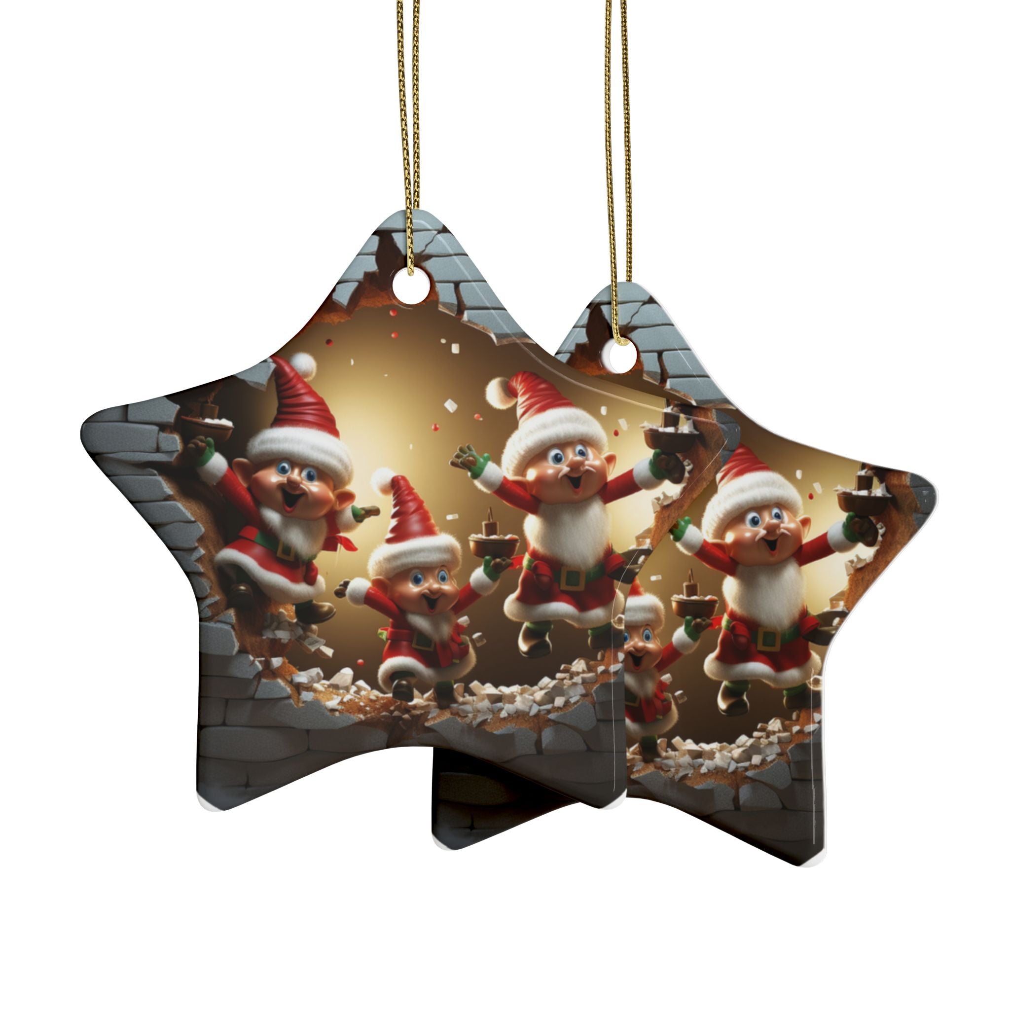 Festive Ceramic Ornaments - Santa's Fun Celebration, Holiday Decor for Christmas, Gift Tags, Tree Decorations, Set of 1-20
