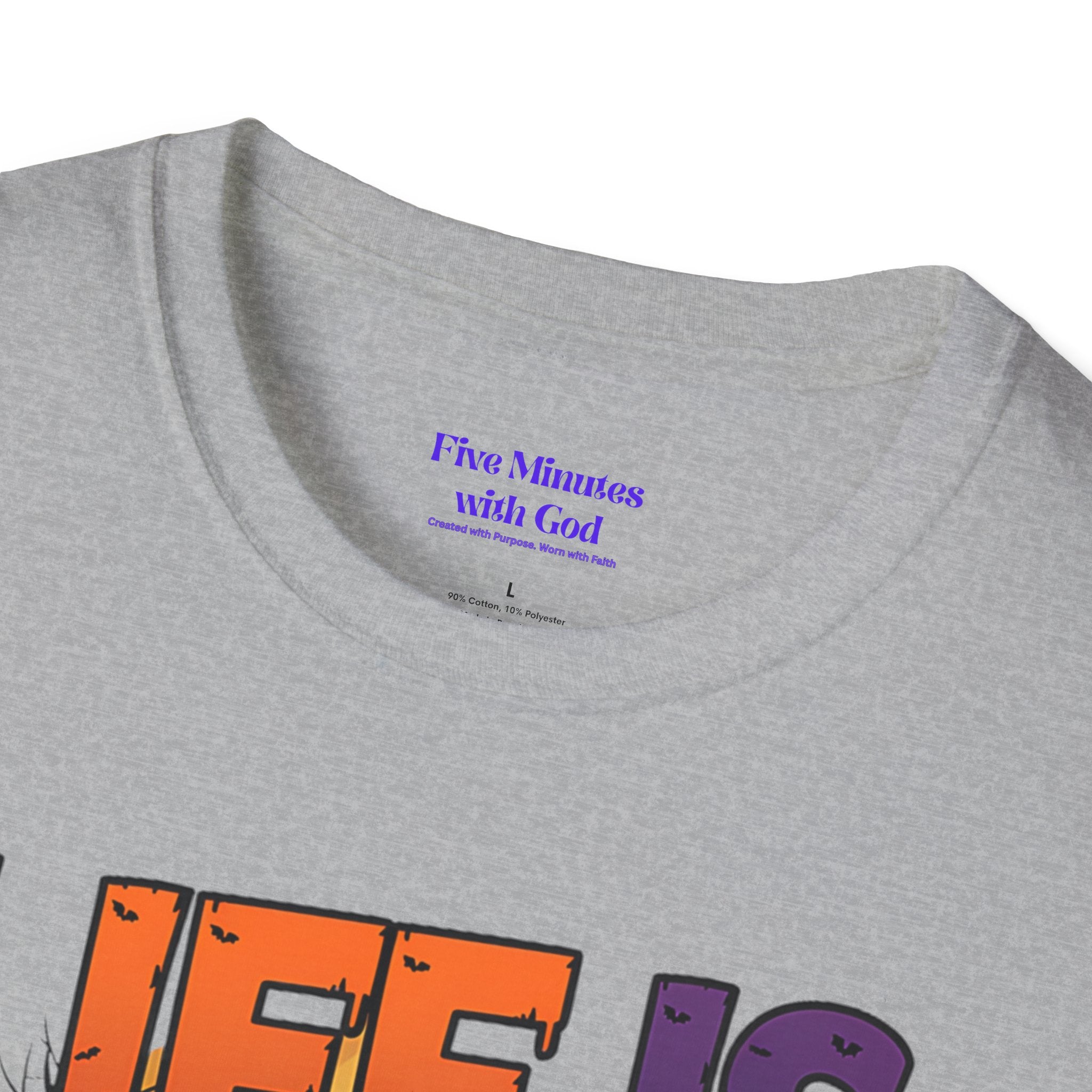 Unisex Softstyle Graphic Tee - Life is Scary Without Jesus, Faith Shirt, Christian T-Shirt, Inspirational Gift, Religious Apparel, [...]