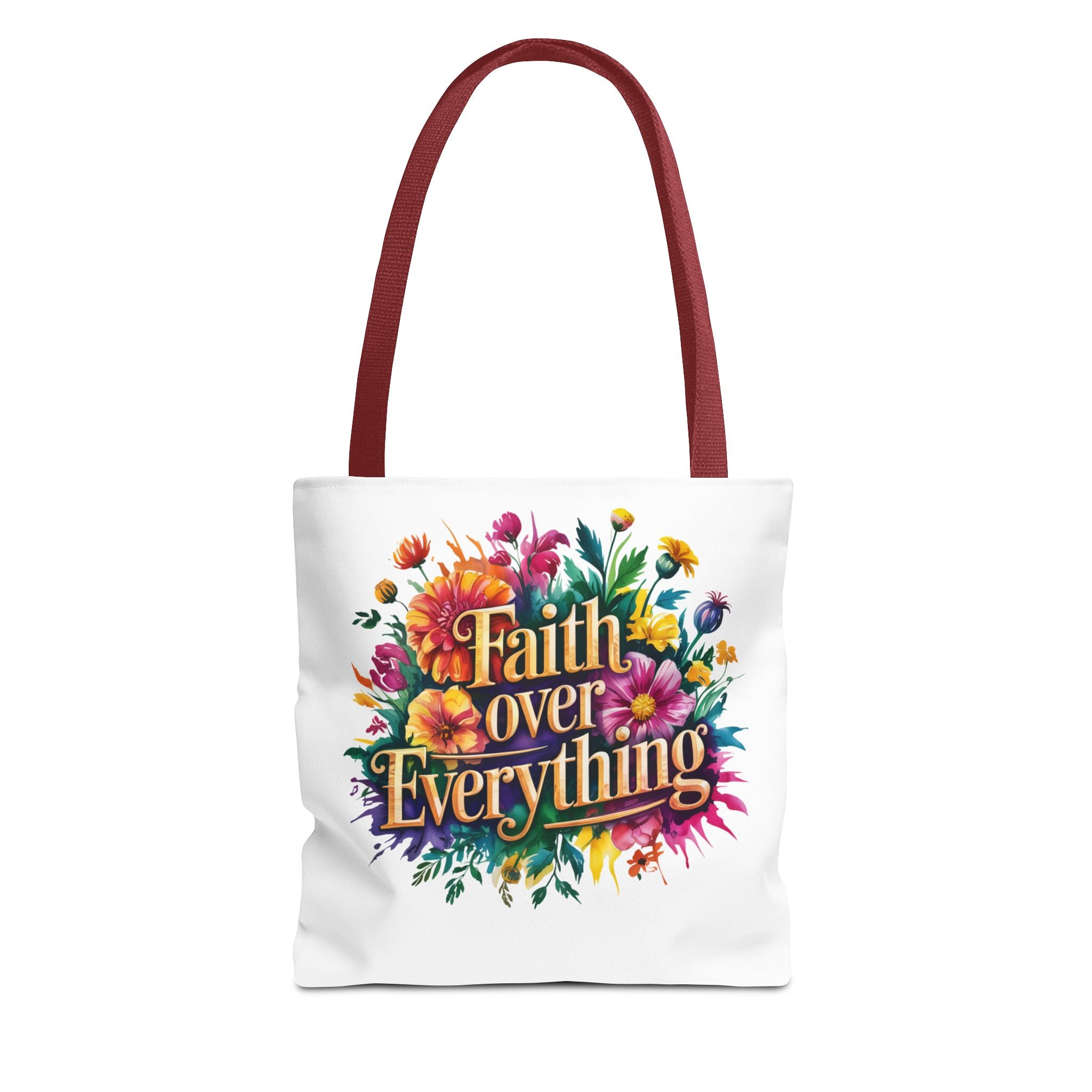 Faith Over Everything Tote Bag - Personalized Floral Design, Gift for Her, Everyday Use, Eco-Friendly Shopping, Inspirational Quote