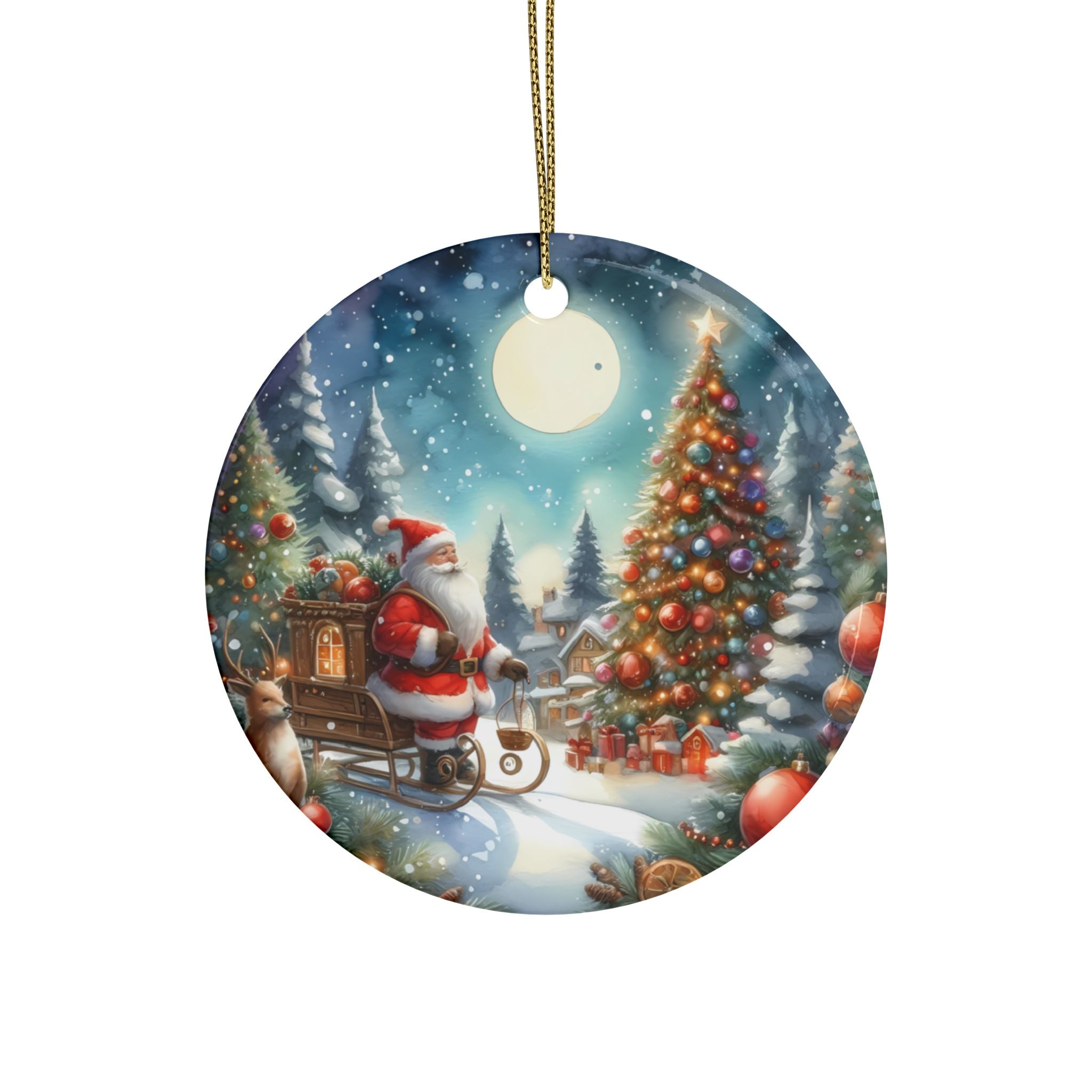 Festive Ceramic Ornaments, Holiday Decor, Christmas Tree Ornaments, Santa Ornament, Winter Decoration, Gift Idea