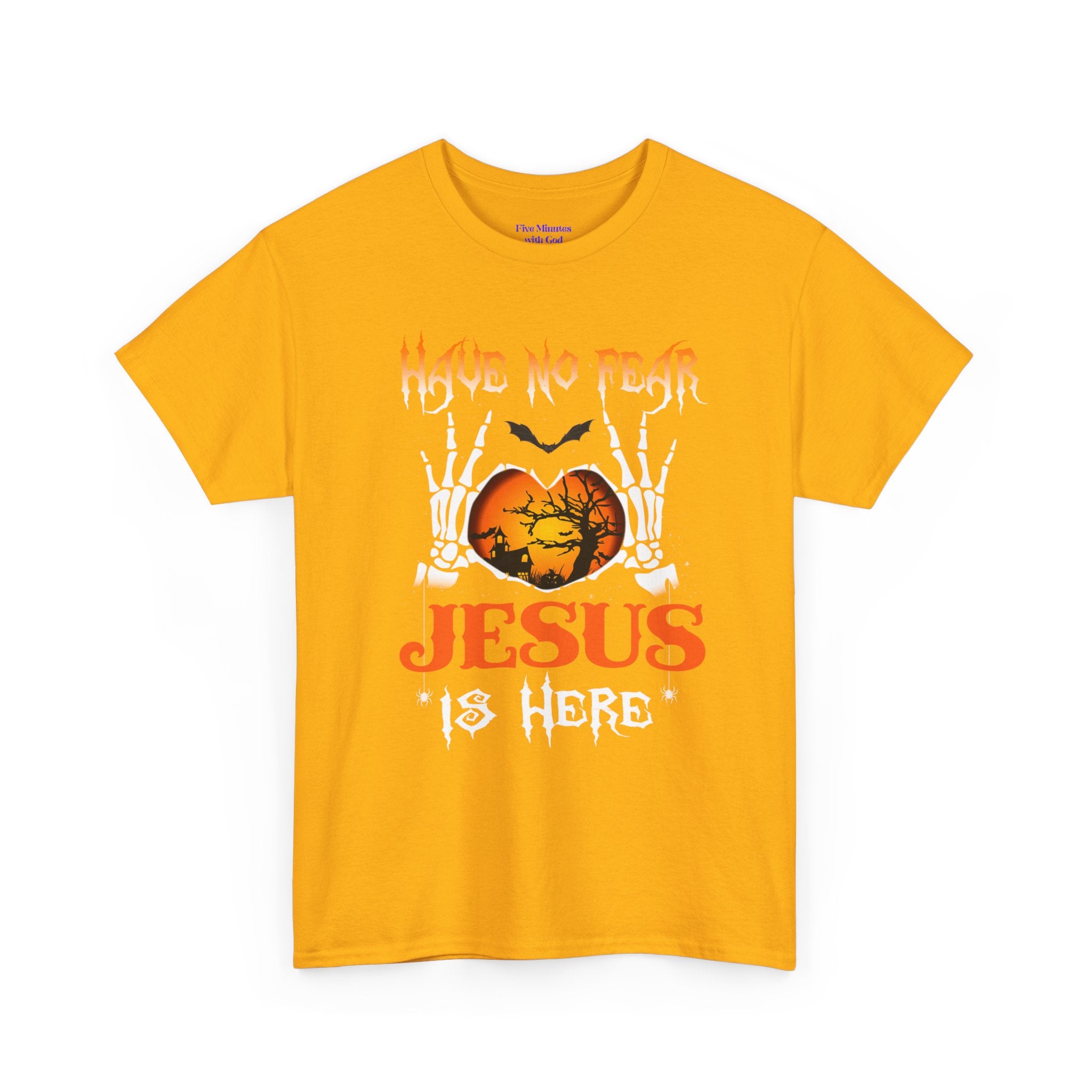 Halloween Faith Tee, Unisex T-Shirt with Skeletons, Jesus is Here, Spooky Season Apparel, Christian Shirt, Autumn Outfit