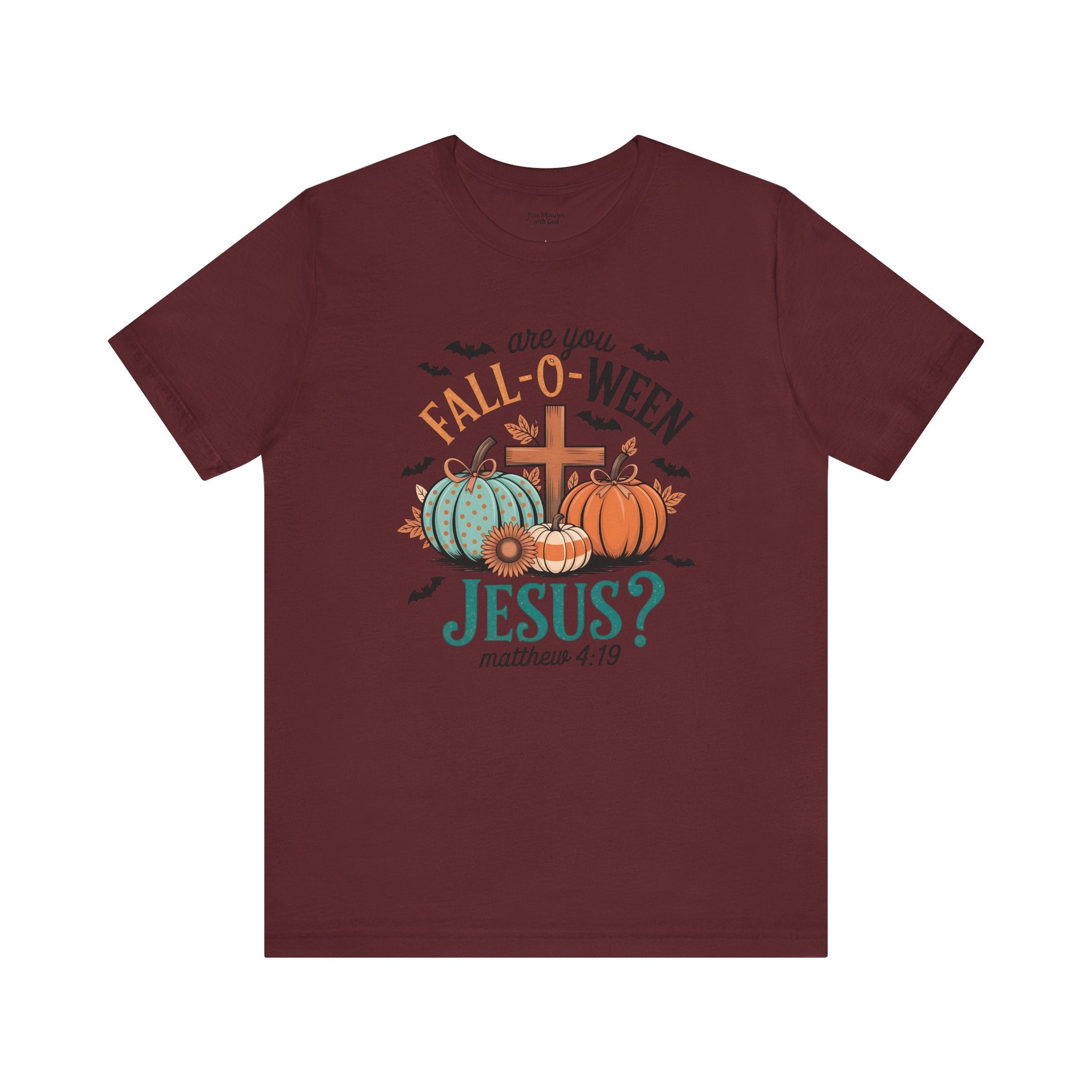 Fall-Themed Jesus T-Shirt, Unisex Short Sleeve Tee, Christian Apparel, Autumn Wear, Pumpkin Design, Halloween Celebration