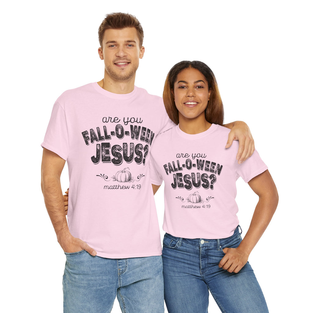 Fall-Themed Tee, Are You Fall-O-Ween Jesus, Unisex Cotton Shirt, Funny Fall Apparel, Halloween T-Shirt, Thanksgiving Gift Ideas