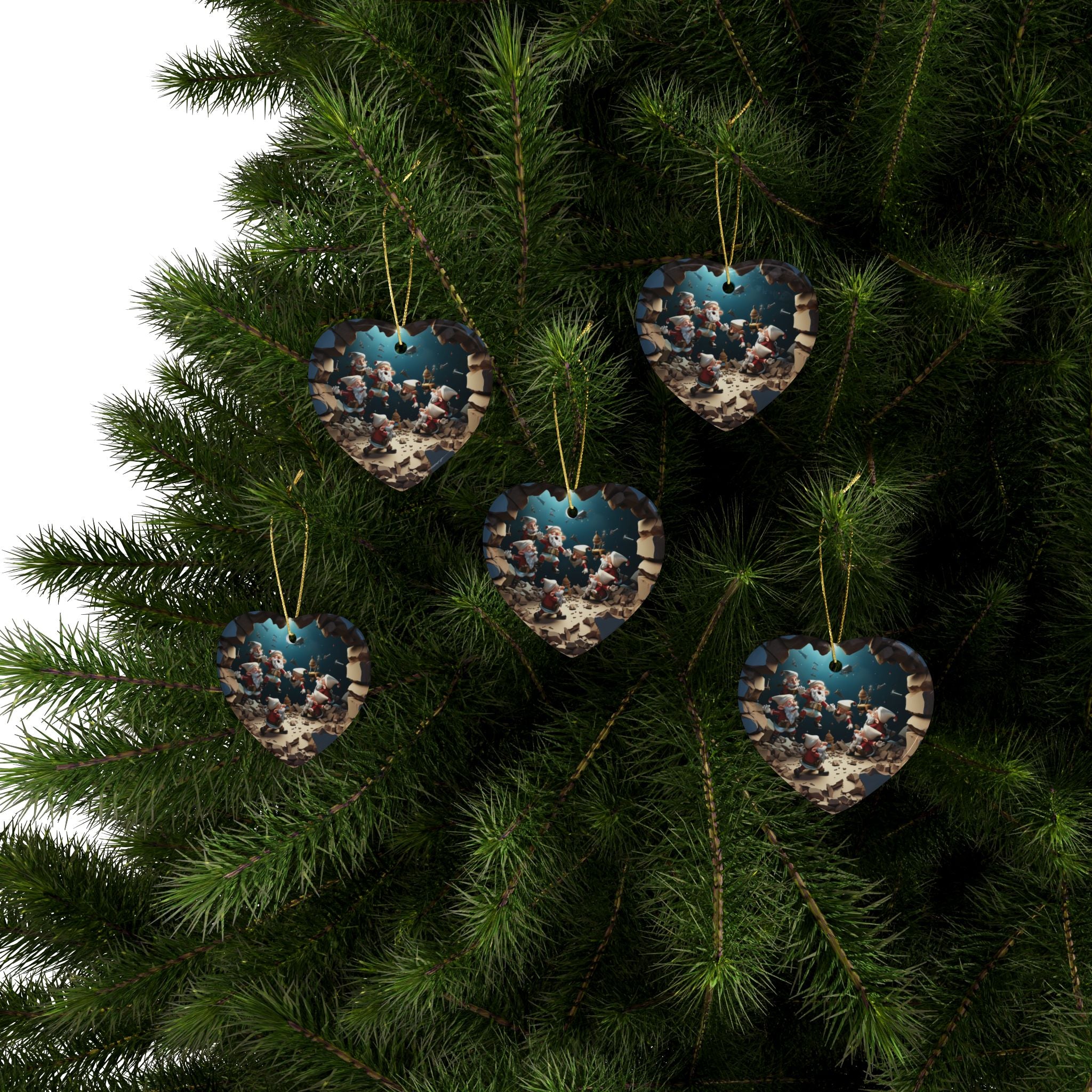 Heart-Shaped Ceramic Ornaments, Fun Santa Theme Decorations, Holiday Tree Decor, Christmas Gifts, Festive Home Accents
