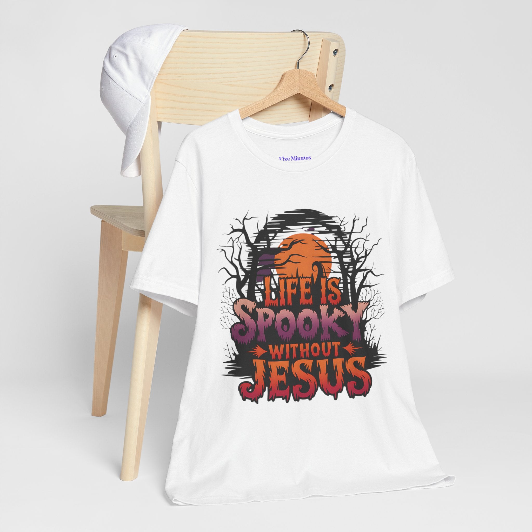 Spooky Jesus Tee - Short Sleeve Unisex Jersey Shirt, Halloween Apparel, Faith-Based Gift, Casual Wear, Everyday Comfort