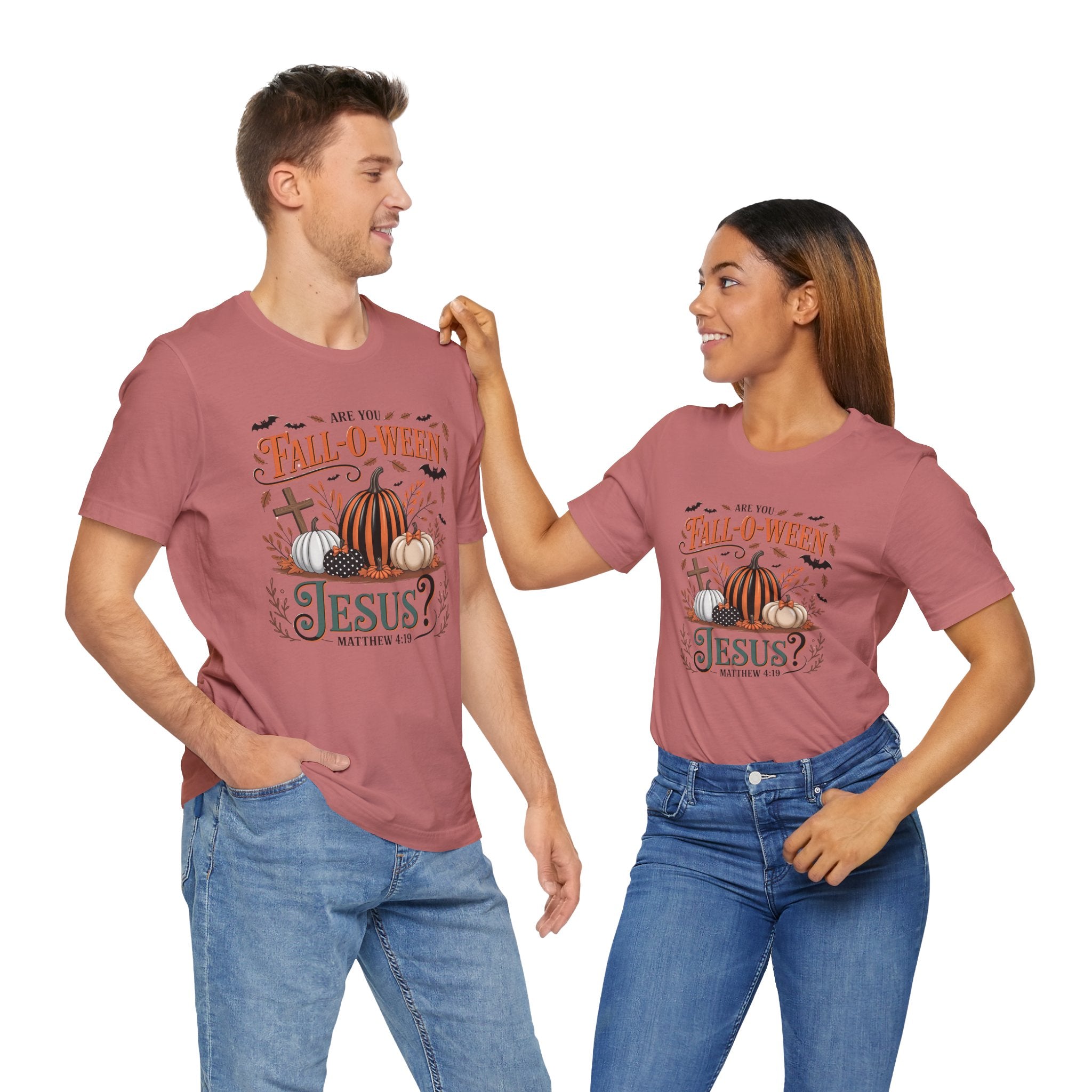Fall-O-Ween Jesus Tee, Funny Fall T-Shirt, Unisex Pumpkin Shirt, Halloween Christian Top, Autumn Graphic Tee, Religious Casual Wear