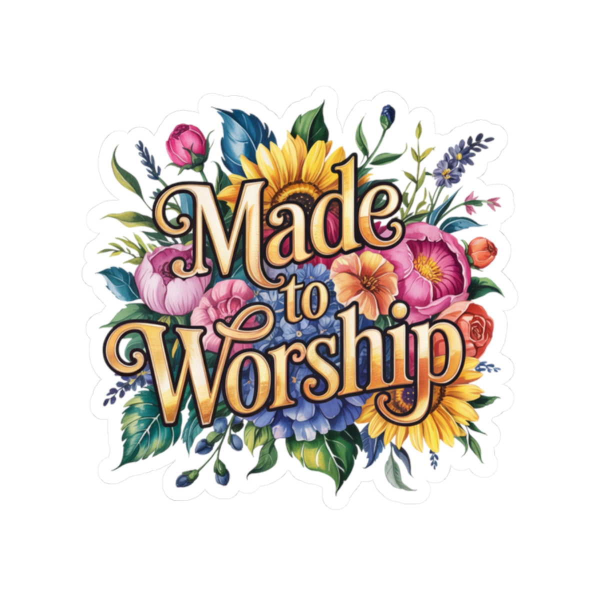 Vibrant Floral Kiss-Cut Stickers - 'Made to Worship' Design, Decorative Laptop Stickers, Bible Verse Stickers, Inspirational Gift [...]