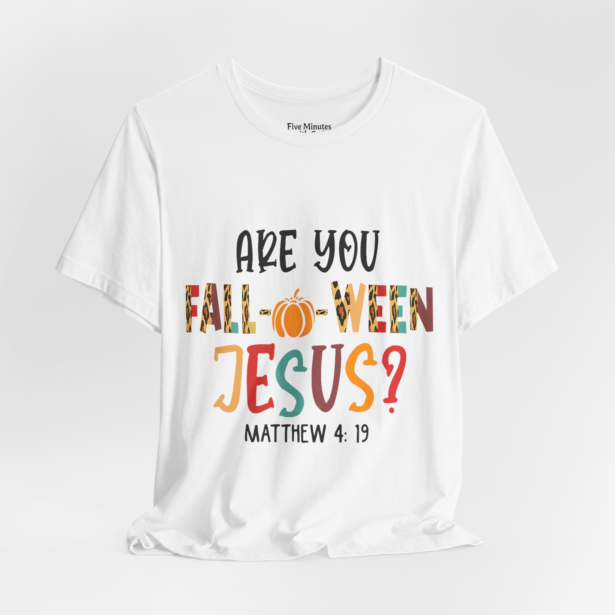 Fall-Themed Jesus Tee | Unisex Jersey Short Sleeve T-Shirt, Halloween Church Wear, Faith-Based Gift, Cozy Casual Top