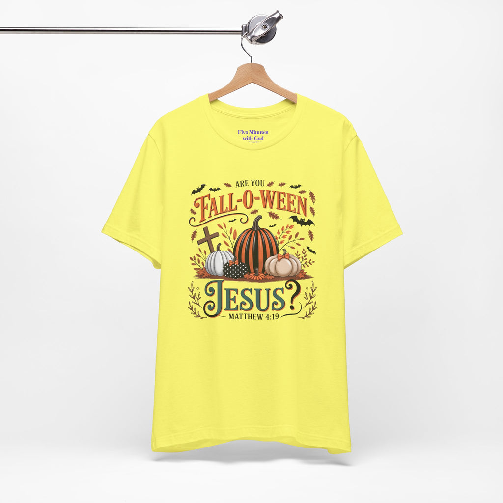 Fall-O-Ween Jesus Tee, Funny Fall T-Shirt, Unisex Pumpkin Shirt, Halloween Christian Top, Autumn Graphic Tee, Religious Casual Wear