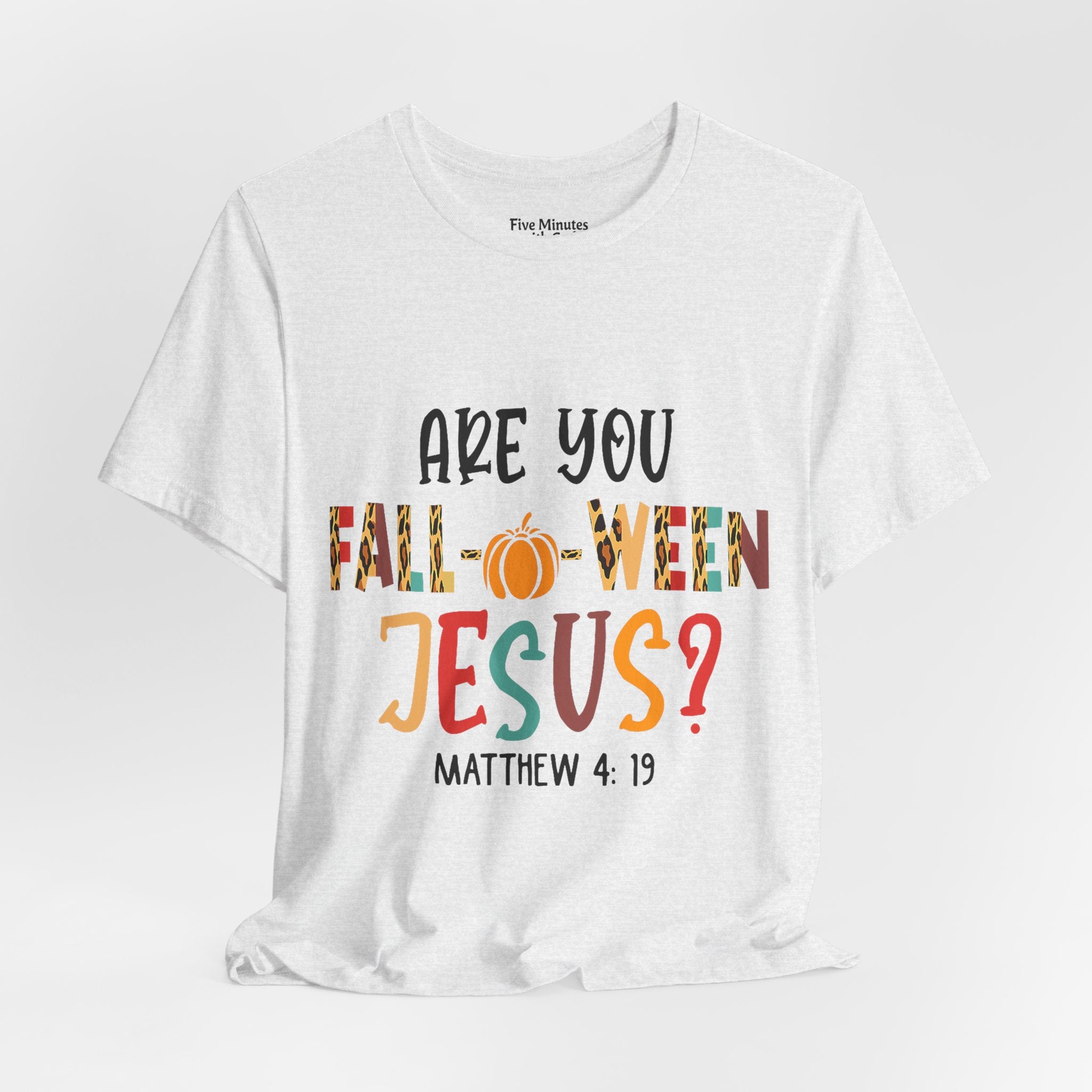 Fall-Themed Jesus Tee | Unisex Jersey Short Sleeve T-Shirt, Halloween Church Wear, Faith-Based Gift, Cozy Casual Top
