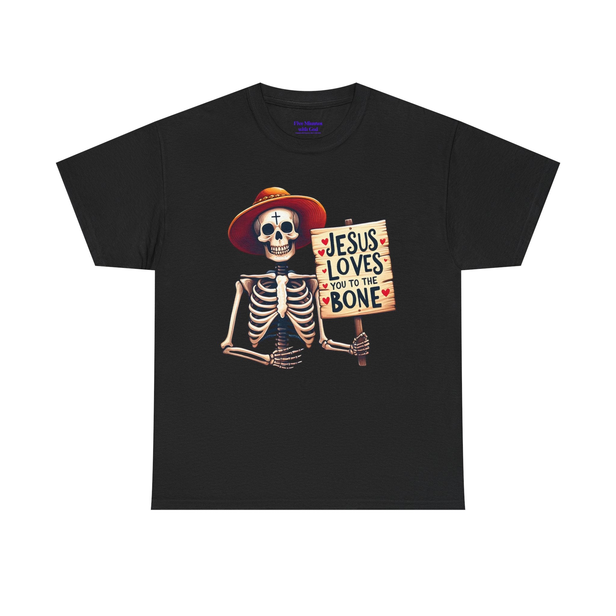 Jesus Loves You to the Bone Tee | Fun Skeleton Shirt, Unisex T-Shirt, Halloween Gift, Faith Apparel, Casual Wear, Holiday Shirt