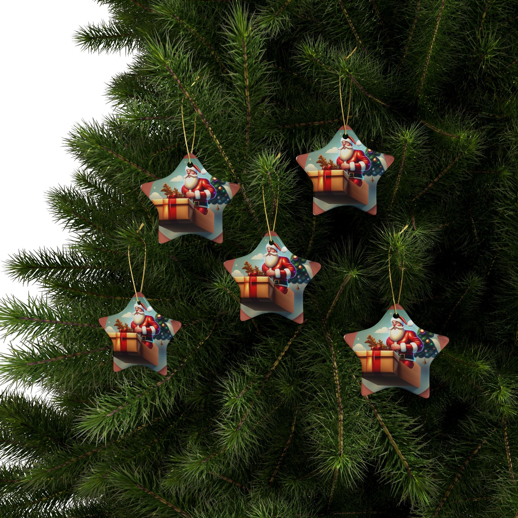 Festive Santa Ceramic Ornaments - Holiday Decor, Christmas Tree Decorations, Personalized Gifts, Stocking Stuffers, Winter Celebrations
