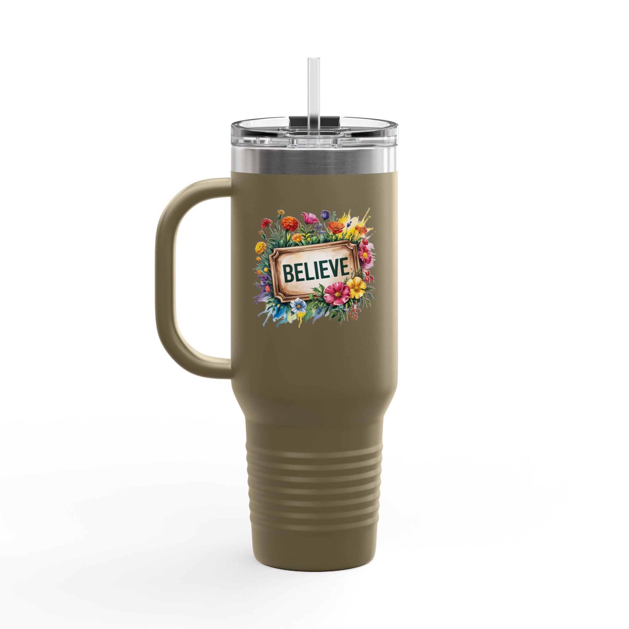 Inspirational Travel Mug, 40oz Insulated Coffee Cup, Floral Design, Motivational Gift for Travelers, Perfect for Road Trips, Keep [...]