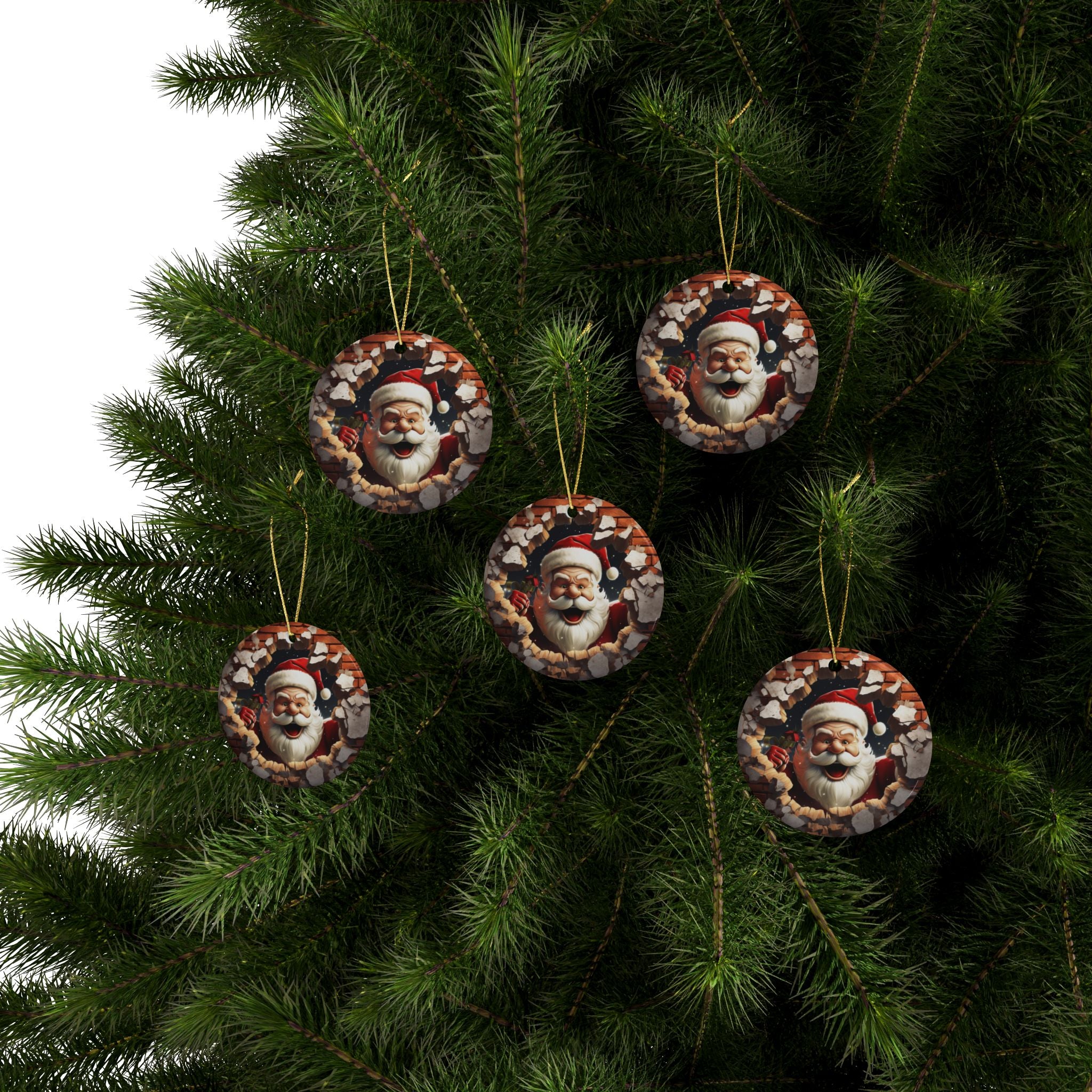 Santa Claus Ceramic Ornaments - Holiday Decorations, Christmas Tree Ornaments, Gifts, Festive Decor, Collectible Ornaments
