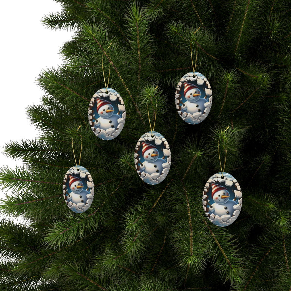 Heart-Shaped Snowman Ceramic Ornaments | Winter Decorations, Christmas Gifts, Holiday Decor, Keepsake Ornaments, Festive Home Accents