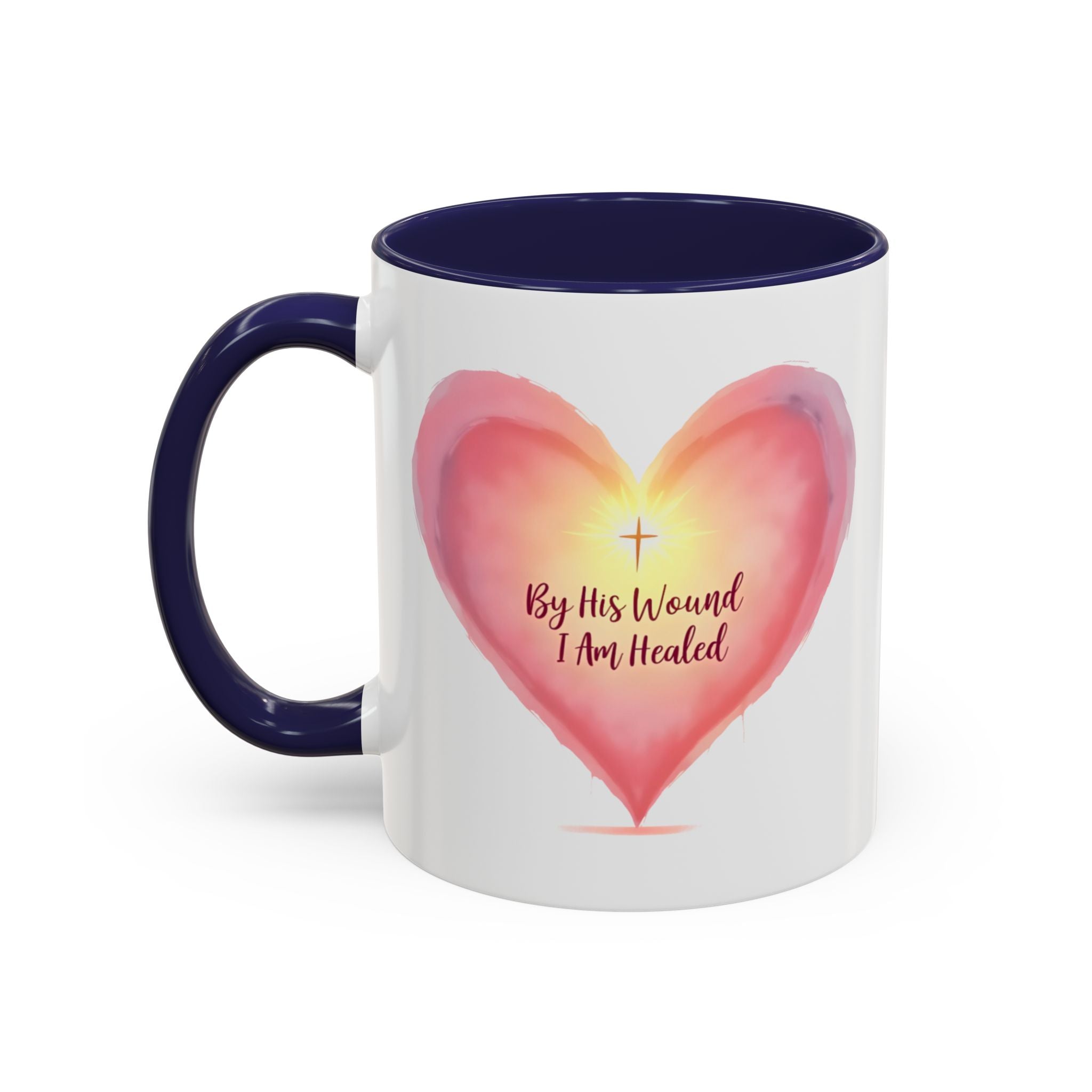 God Heals My Broken Heart Mug, Inspirational Coffee Cup, Heart Design Gift, Christian Faith Mug, Encouragement & Support Beverage