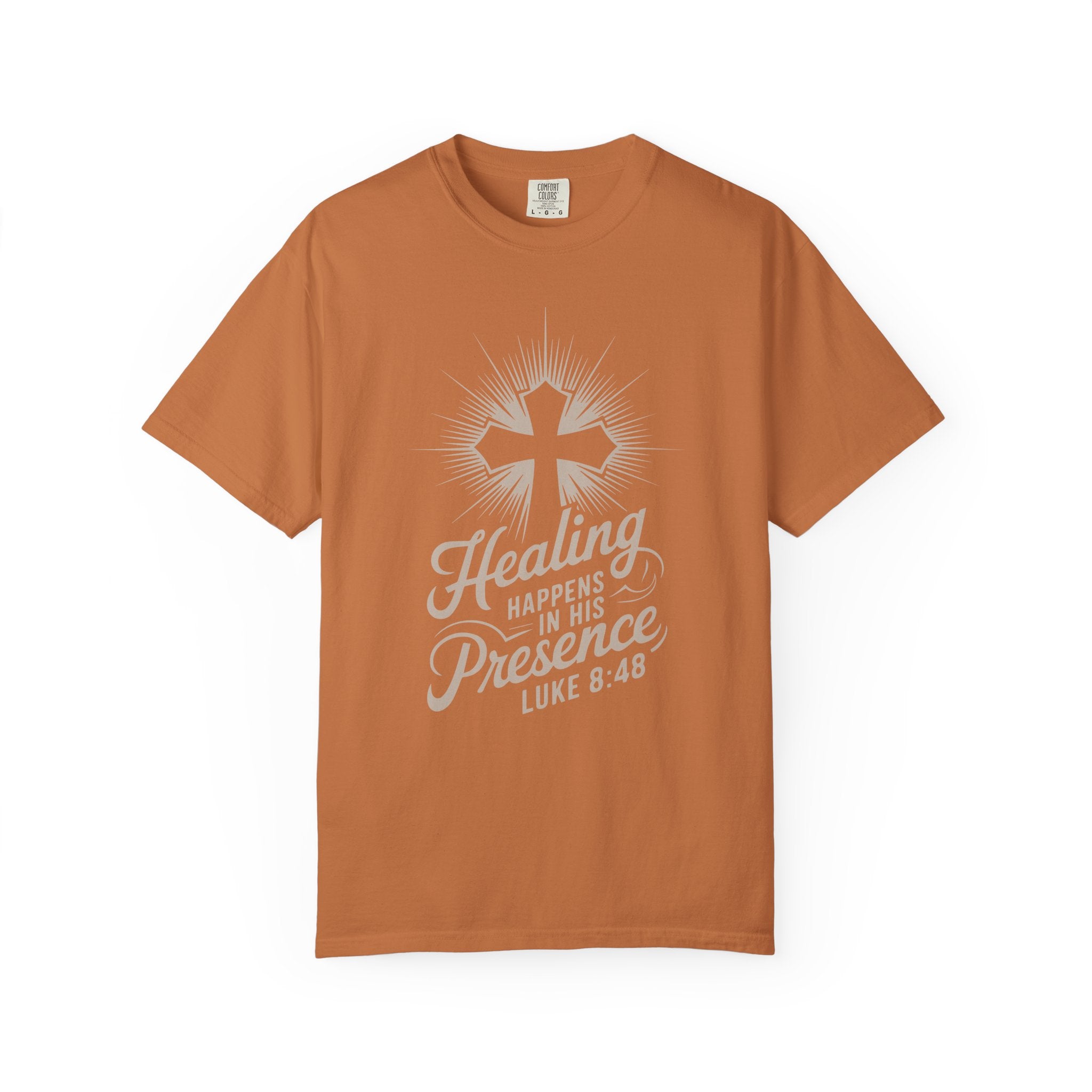 Inspirational Cross Tee - Healing Happens In His Presence