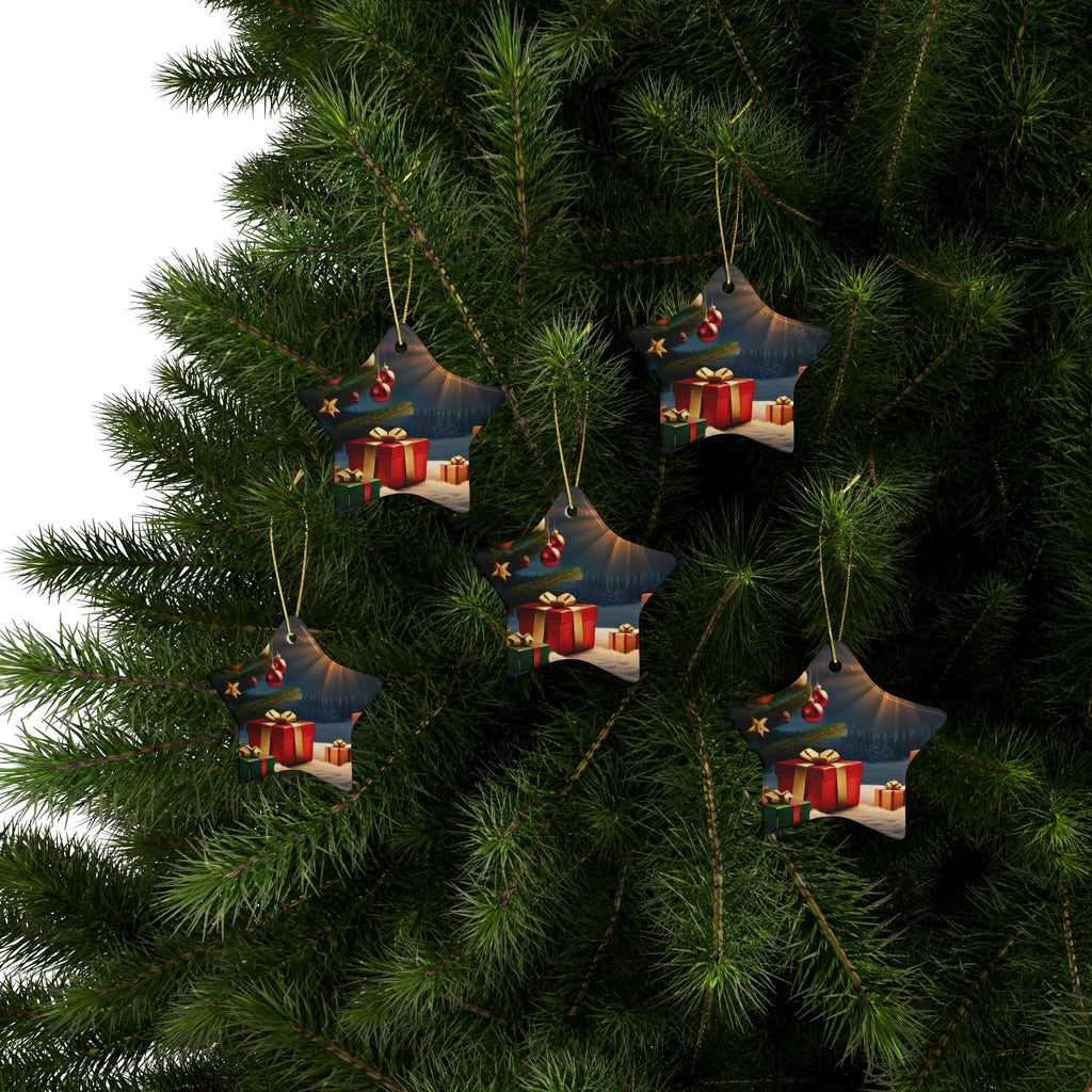 Star Ceramic Christmas Ornaments - Holiday Decor, Personalized Gifts, Tree Decorations, Festive Keepsakes, Custom Ornament Sets