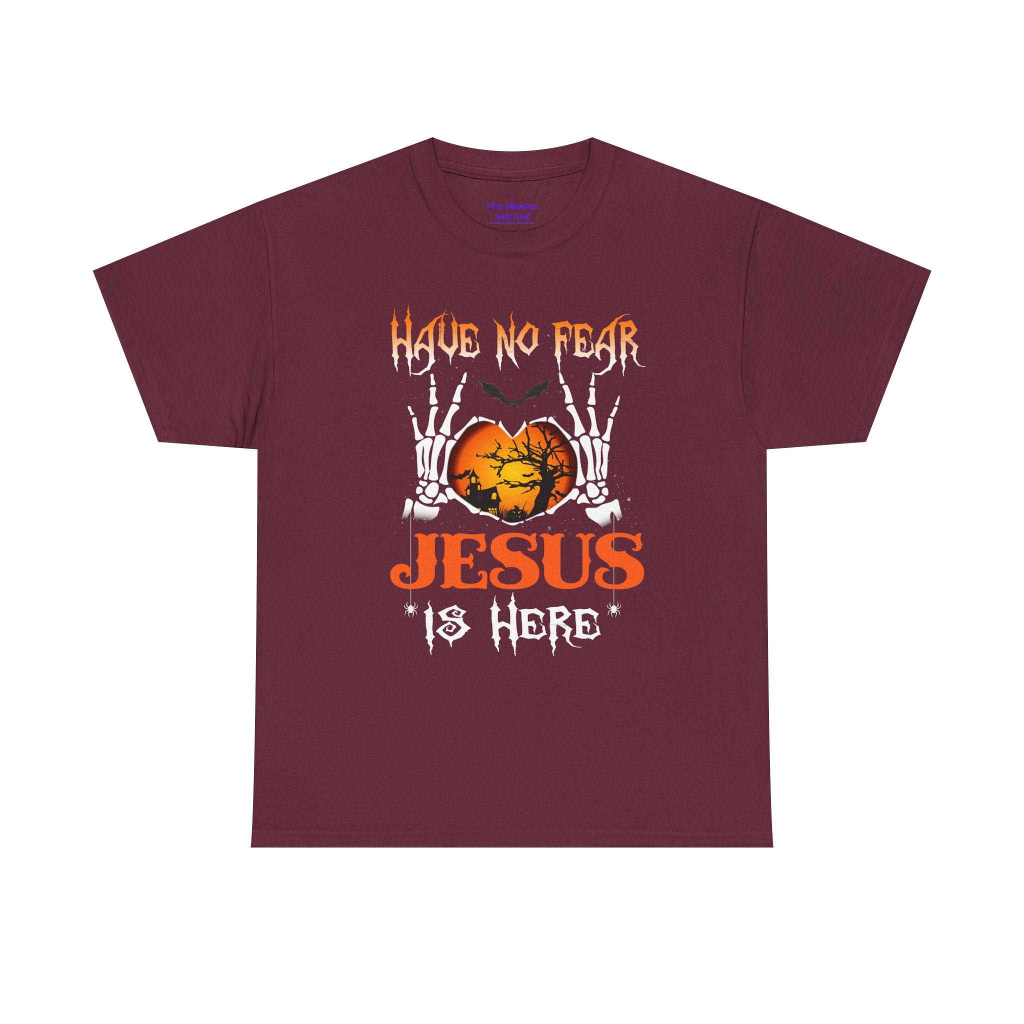 Halloween Faith Tee, Unisex T-Shirt with Skeletons, Jesus is Here, Spooky Season Apparel, Christian Shirt, Autumn Outfit