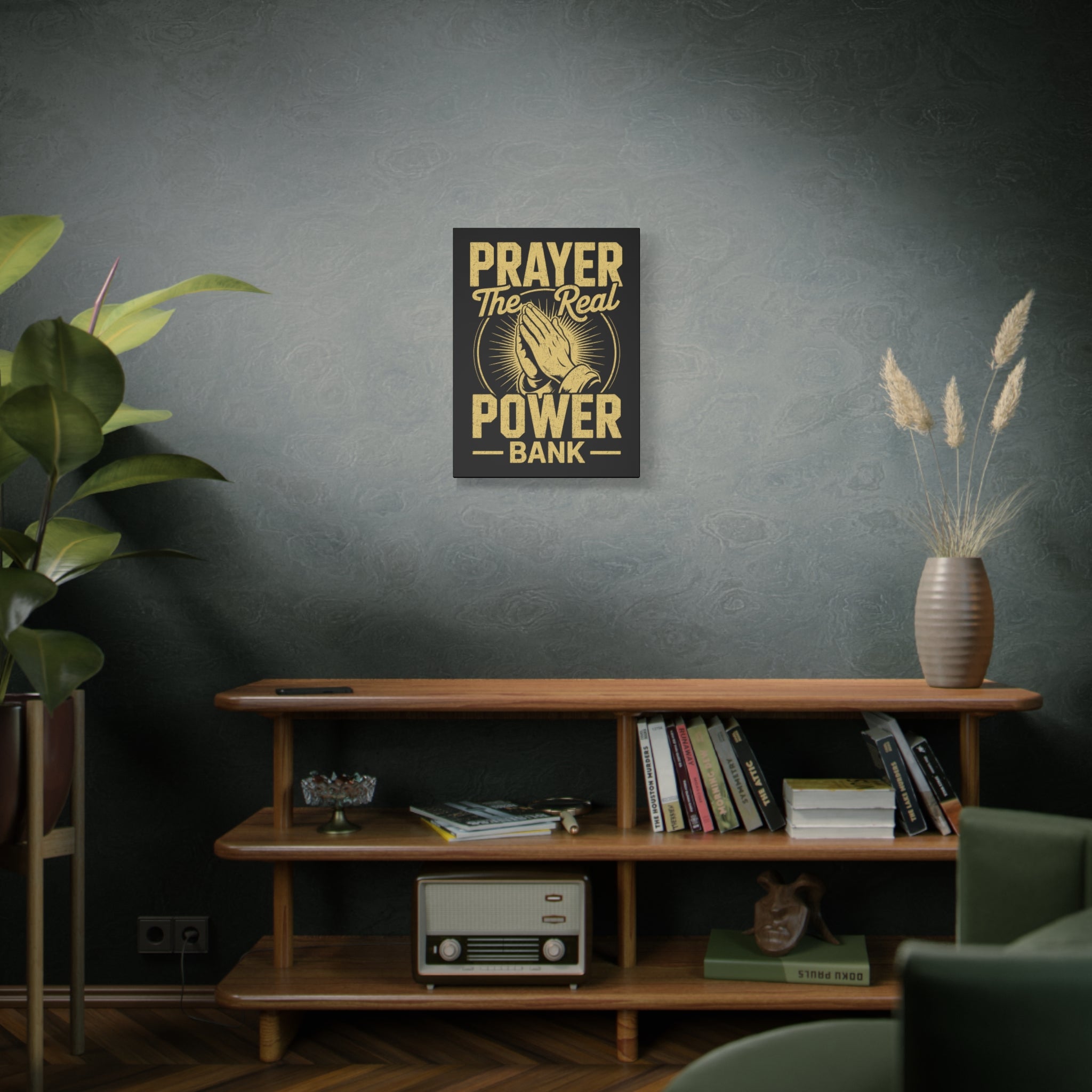 Matte Canvas Wall Art - 'Prayer The Real Power Bank'