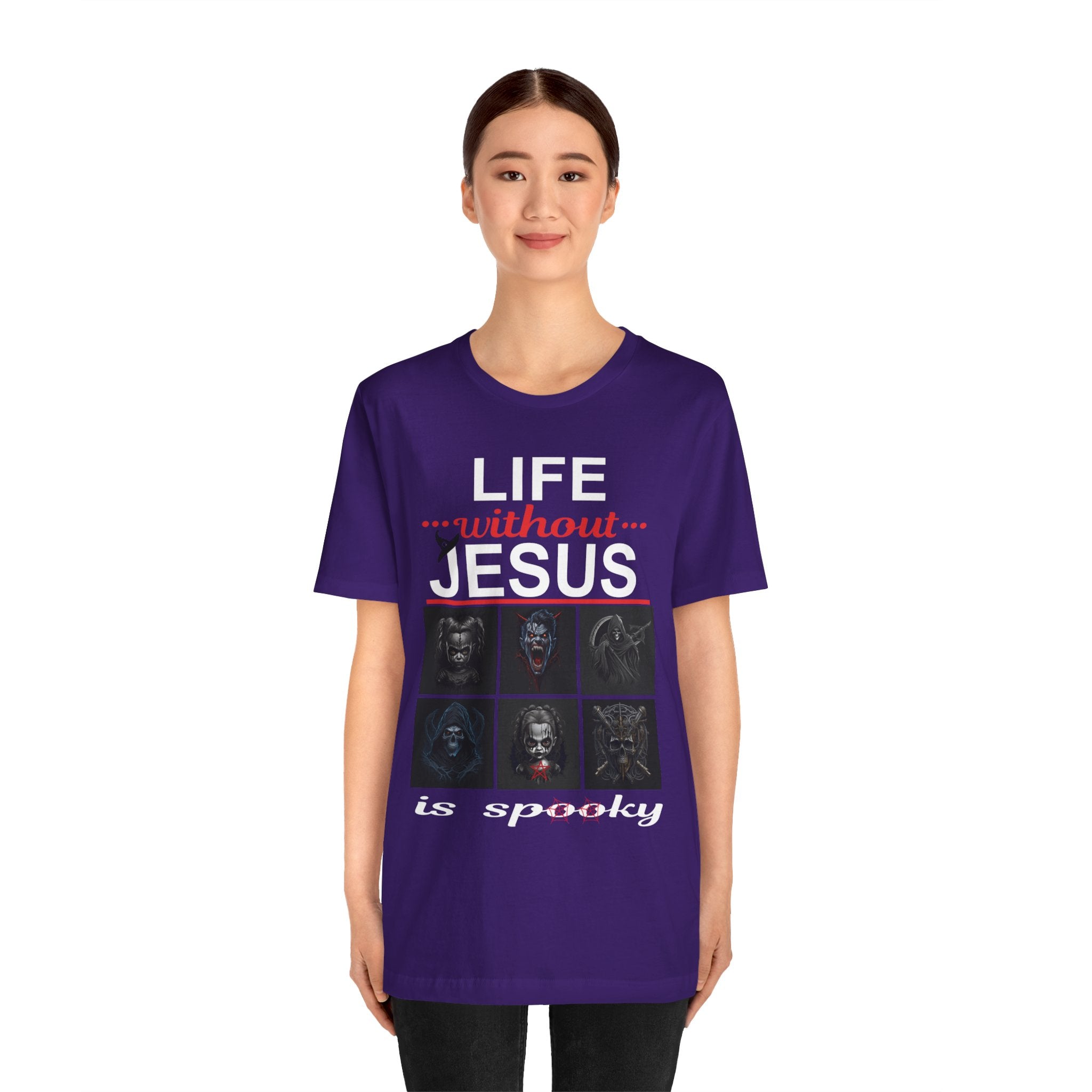 Funny Christian Tee - 'Life Without Jesus is Spooky' Unisex Jersey Short Sleeve T-Shirt, Faith Apparel, Religious Gift, Halloween Tee, [...]