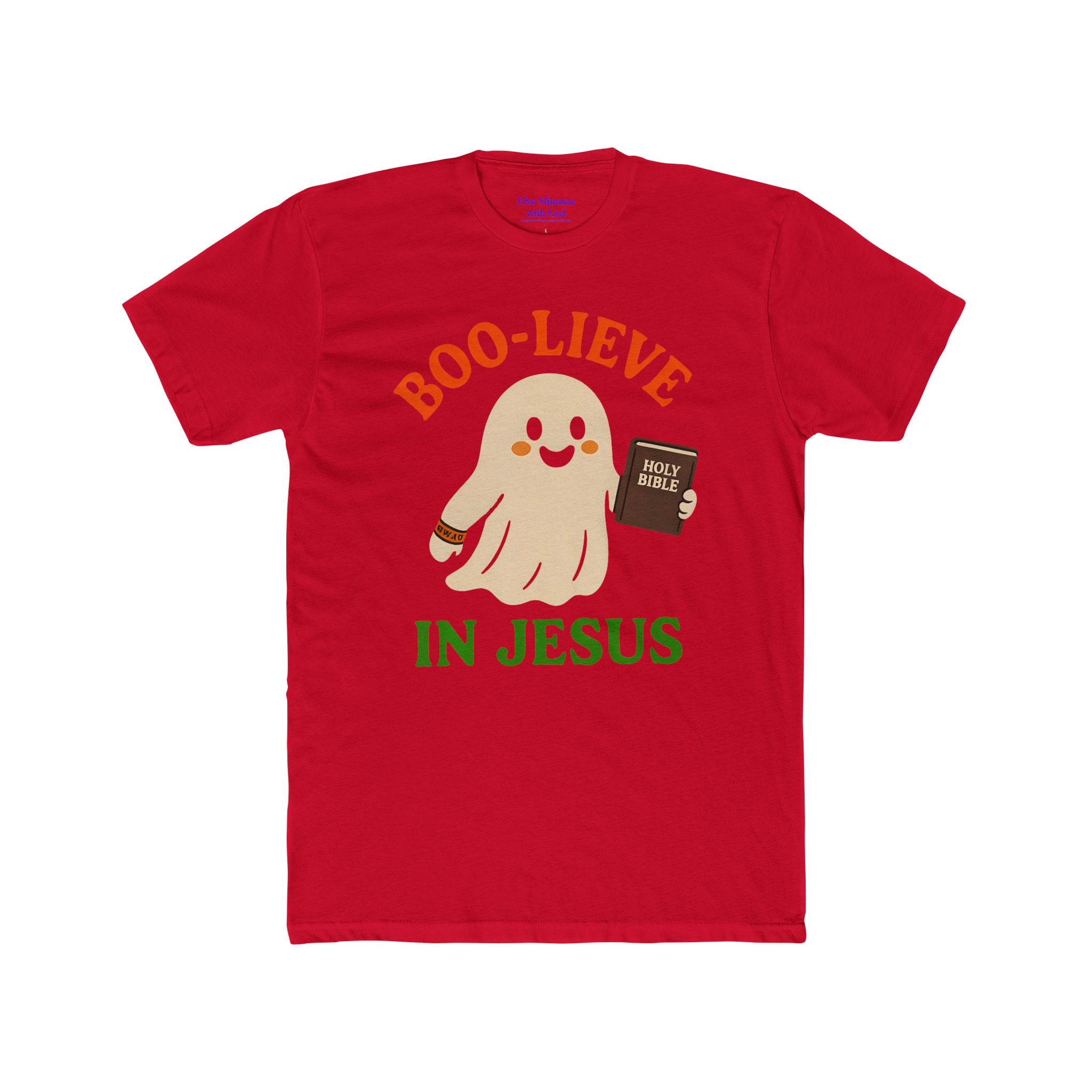 Boo-lieving Ghost Unisex Cotton Crew Tee, Halloween shirt, Jesus shirt, Christian apparel, spooky t-shirt, fun gift idea
