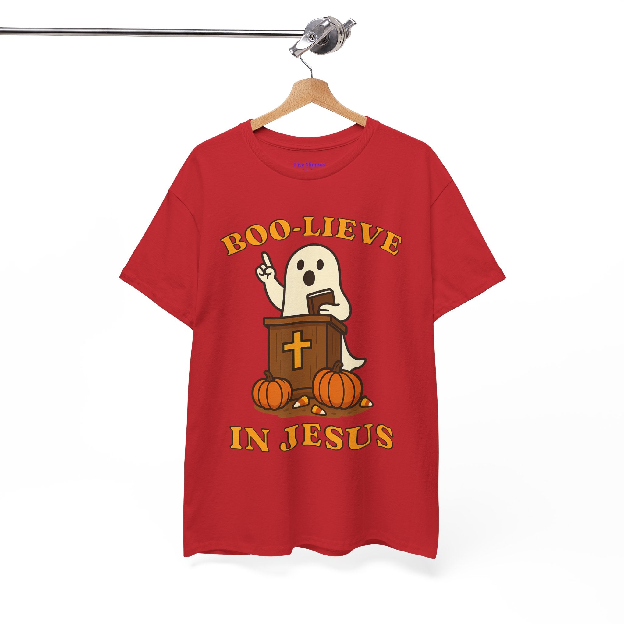 Boo-Lieve in Jesus Tee, Halloween Shirt, Unisex Cotton Tee, Fall Fashion, Religious T-Shirt, Spooky Season Apparel