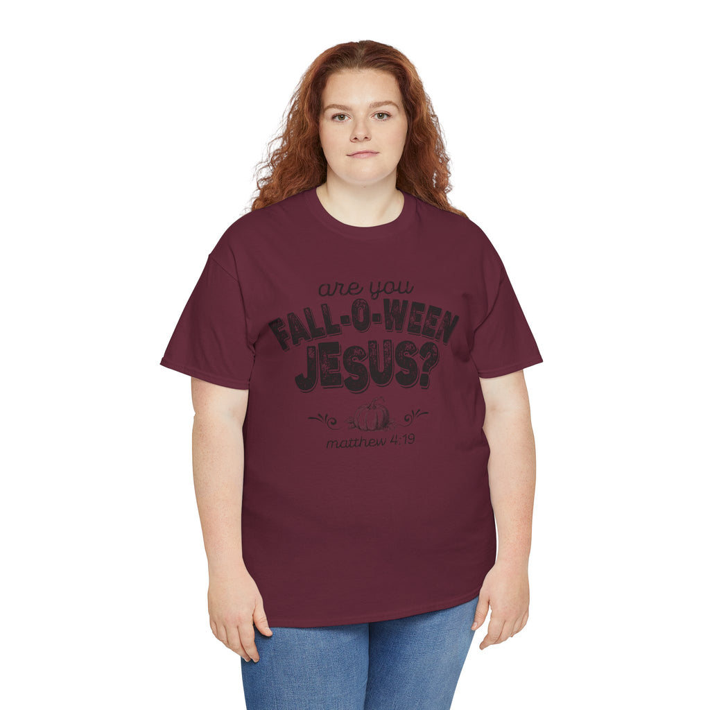 Fall-Themed Tee, Are You Fall-O-Ween Jesus, Unisex Cotton Shirt, Funny Fall Apparel, Halloween T-Shirt, Thanksgiving Gift Ideas