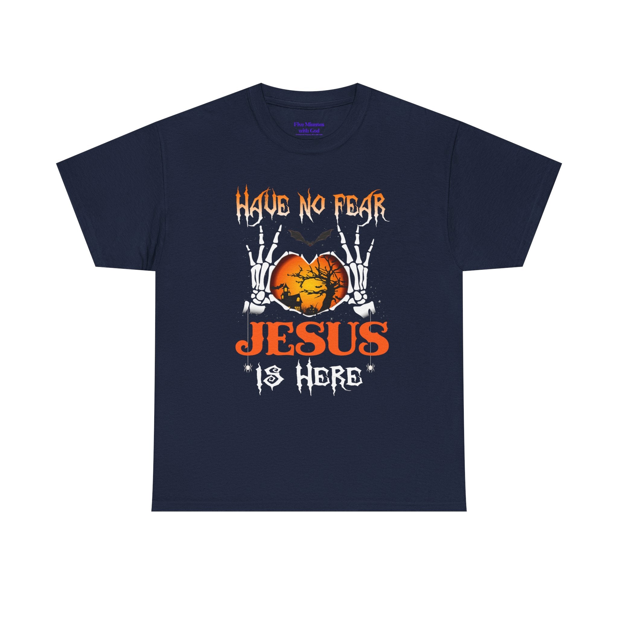 Halloween Faith Tee, Unisex T-Shirt with Skeletons, Jesus is Here, Spooky Season Apparel, Christian Shirt, Autumn Outfit