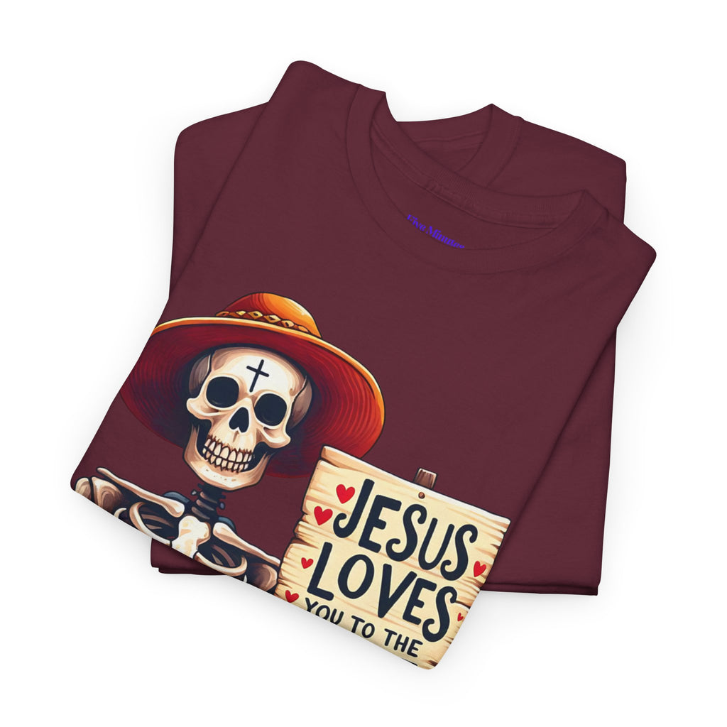 Jesus Loves You to the Bone Tee | Fun Skeleton Shirt, Unisex T-Shirt, Halloween Gift, Faith Apparel, Casual Wear, Holiday Shirt