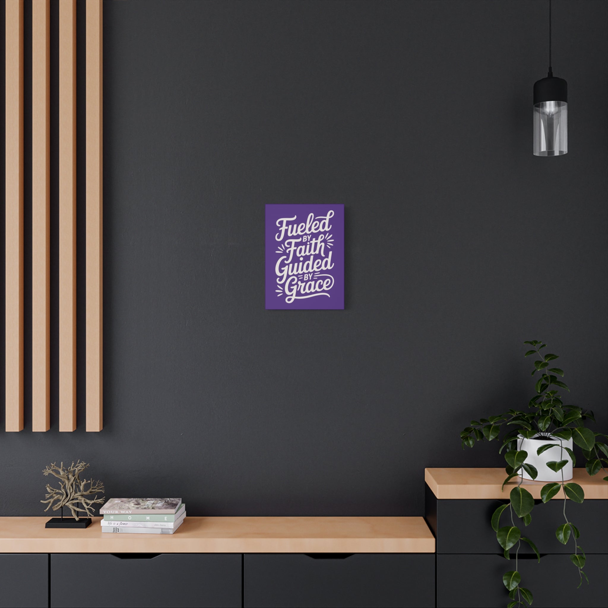 Purple Stretched Canvas Art, Motivational Wall Decor, Home Inspirational Art, Faith-Based Decor, Gift for Faith Lovers