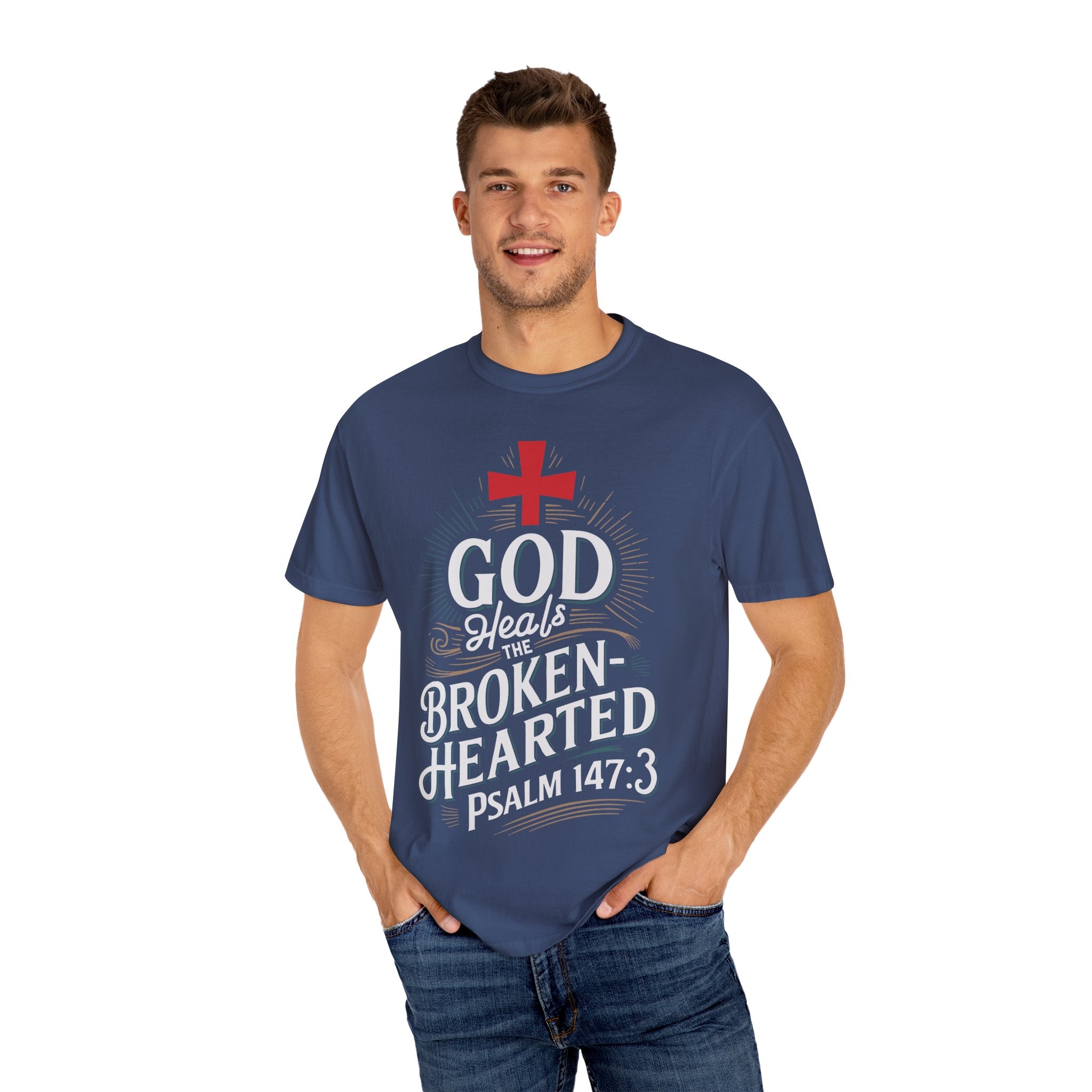 Faith-Inspired Unisex T-Shirt, God Heals The Broken-Hearted Tee