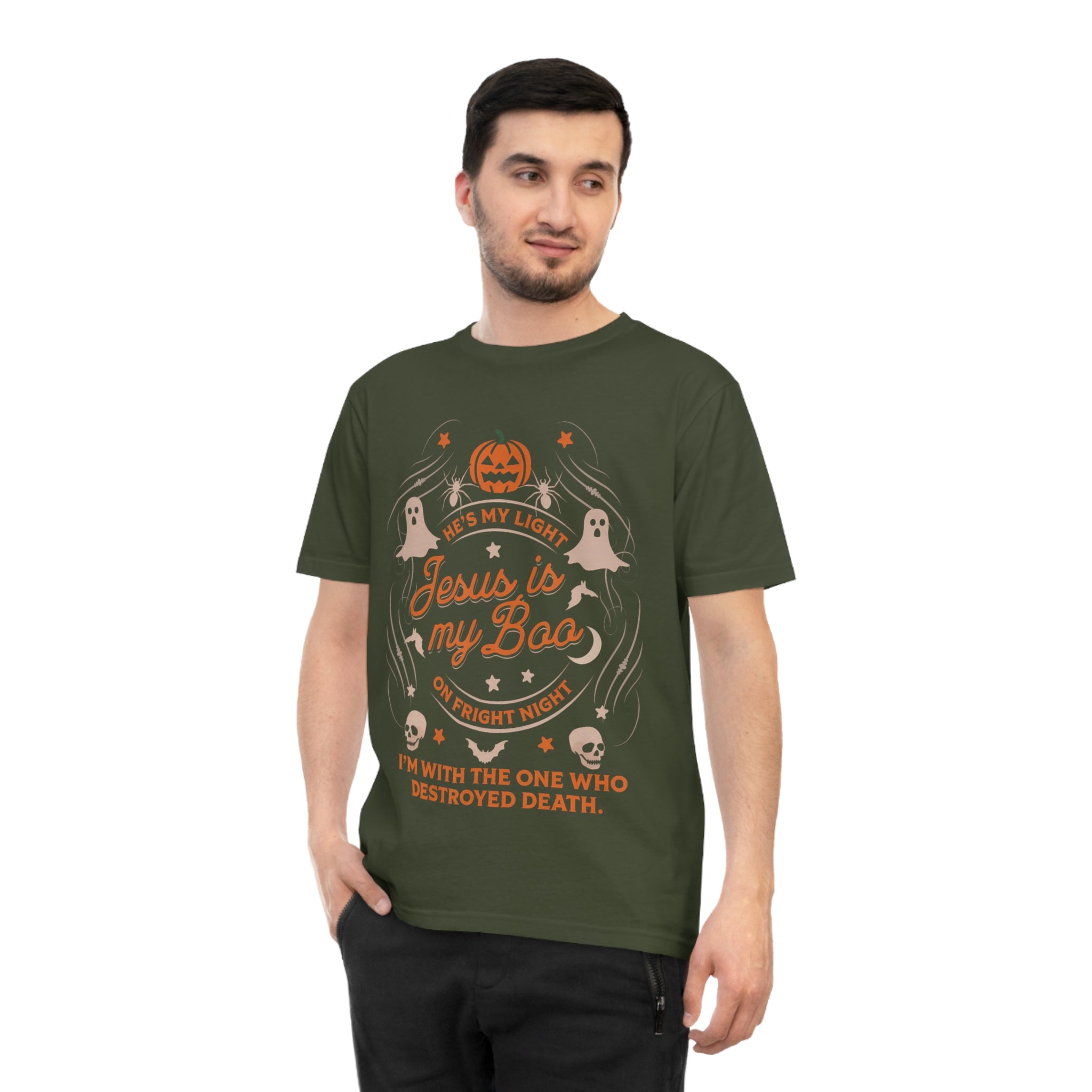 Halloween Christian T-Shirt with Fun Ghost Designs, Jesus is My Boo, Spooky Season Apparel, Faithful Holiday Shirt, Unique Gift for [...]