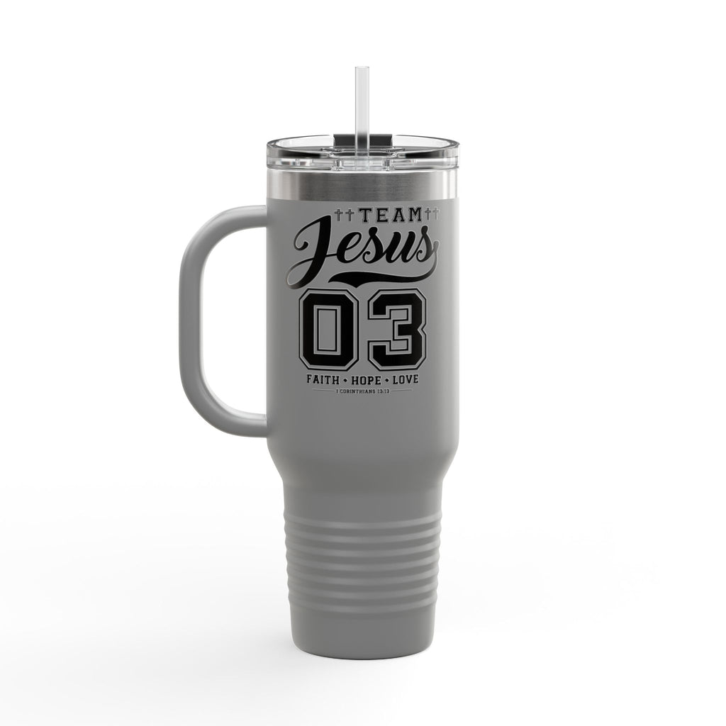 Faith-Inspired Insulated Travel Mug, 40oz - Team Jesus, Custom Tumbler for Gifts, Inspirational Drinkware, Bible Study, Church Events