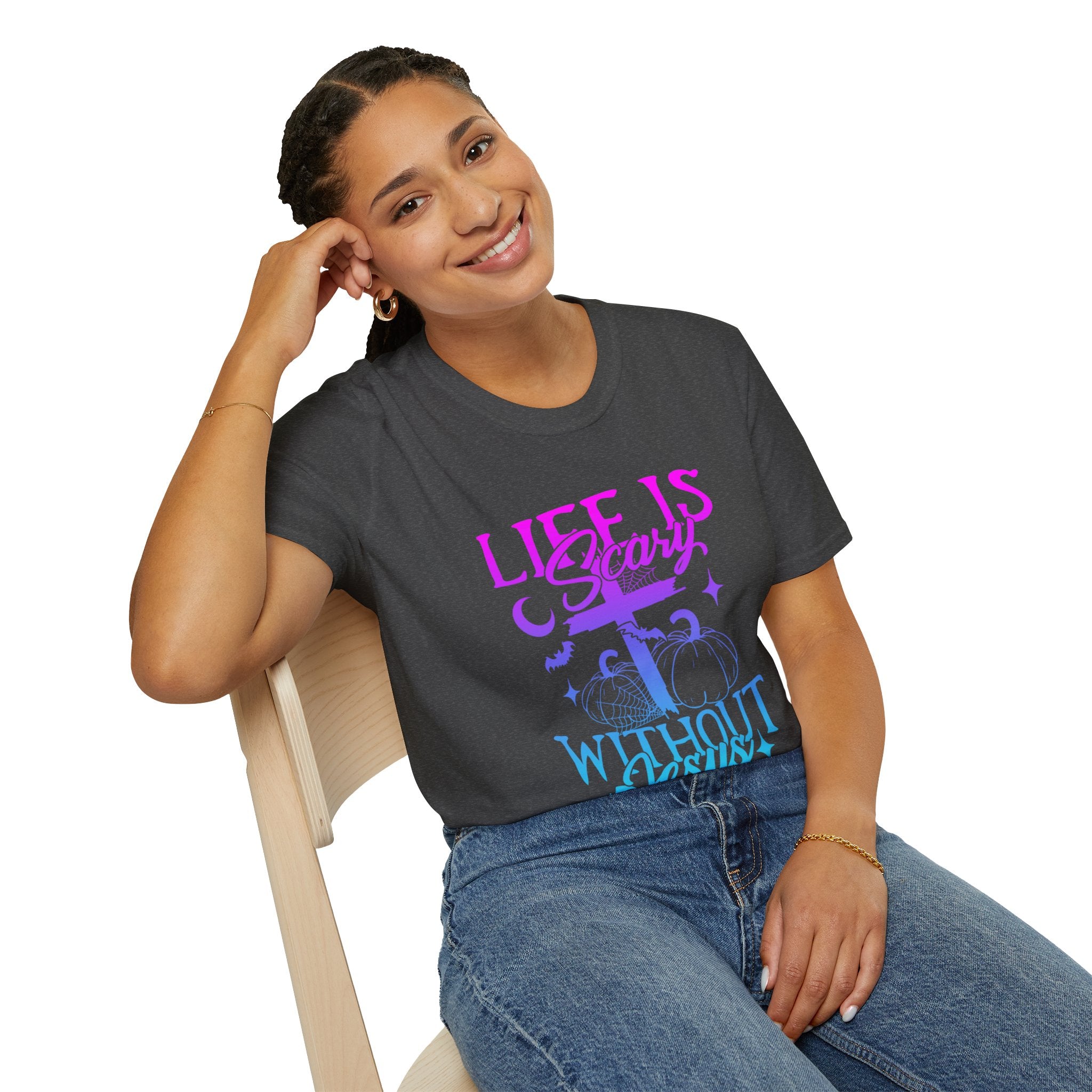 Life is Scary Without Jesus Unisex Softstyle T-Shirt - Faith-Based Graphic Tee, Halloween Outfit, Religious Apparel, Christian Gift, [...]