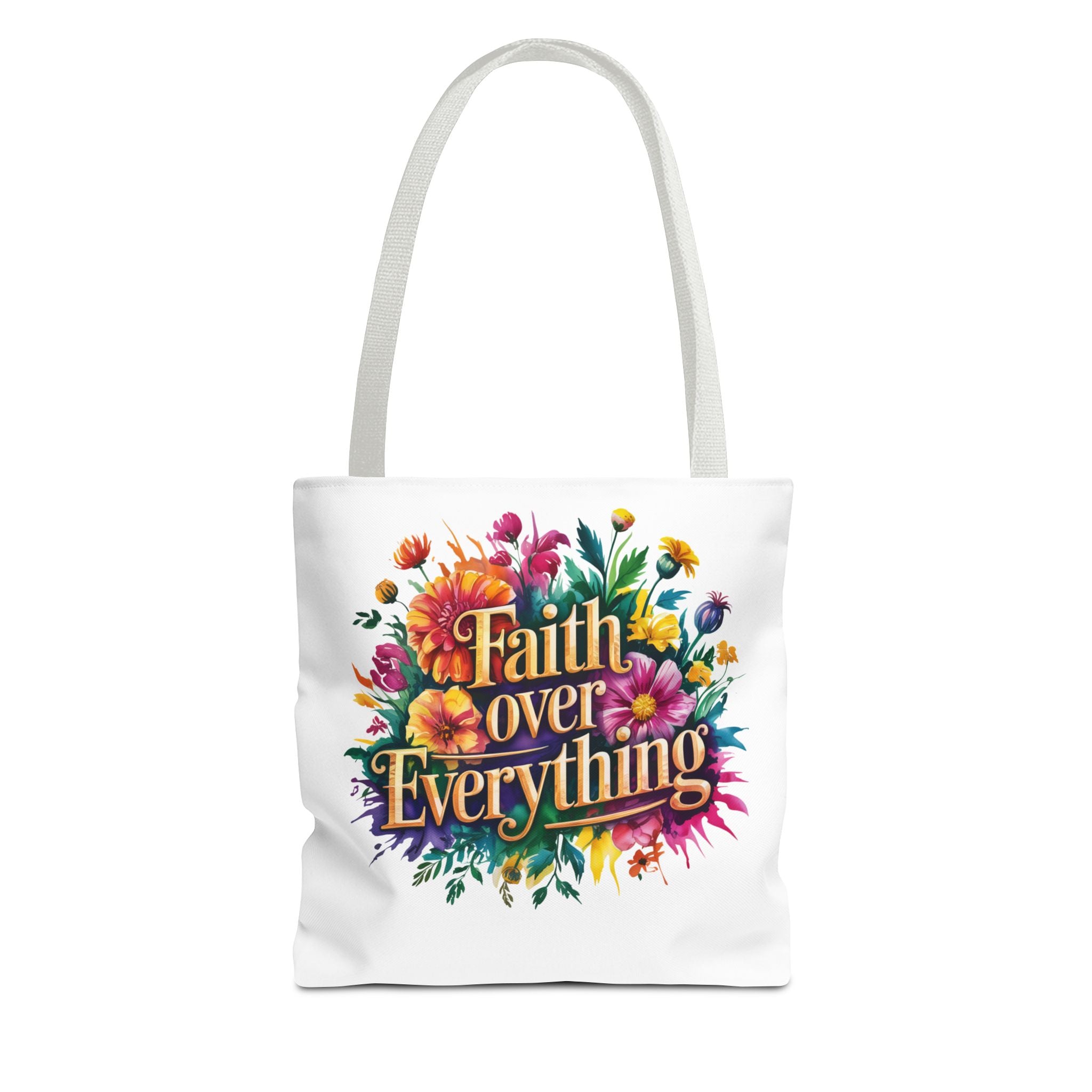 Faith Over Everything Tote Bag - Personalized Floral Design, Gift for Her, Everyday Use, Eco-Friendly Shopping, Inspirational Quote
