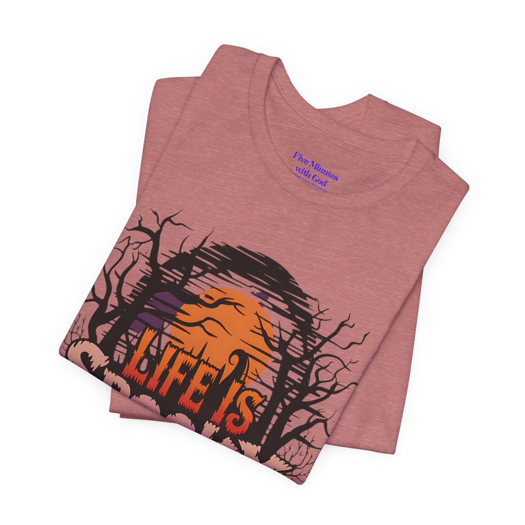 Spooky Jesus Tee - Short Sleeve Unisex Jersey Shirt, Halloween Apparel, Faith-Based Gift, Casual Wear, Everyday Comfort