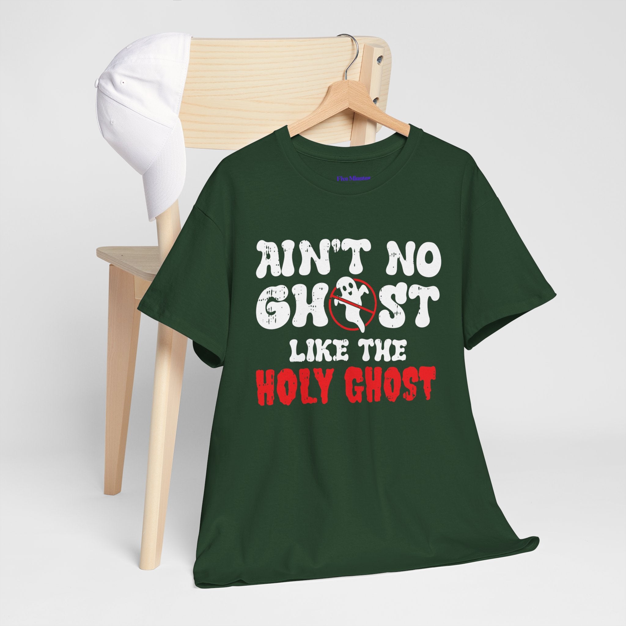 Unisex Heavy Cotton Tee: Ain't No Ghost Like The Holy Ghost, Funny Halloween Shirt, Spooky Gift, Autumn Apparel, Ouija Tee, Party Wear