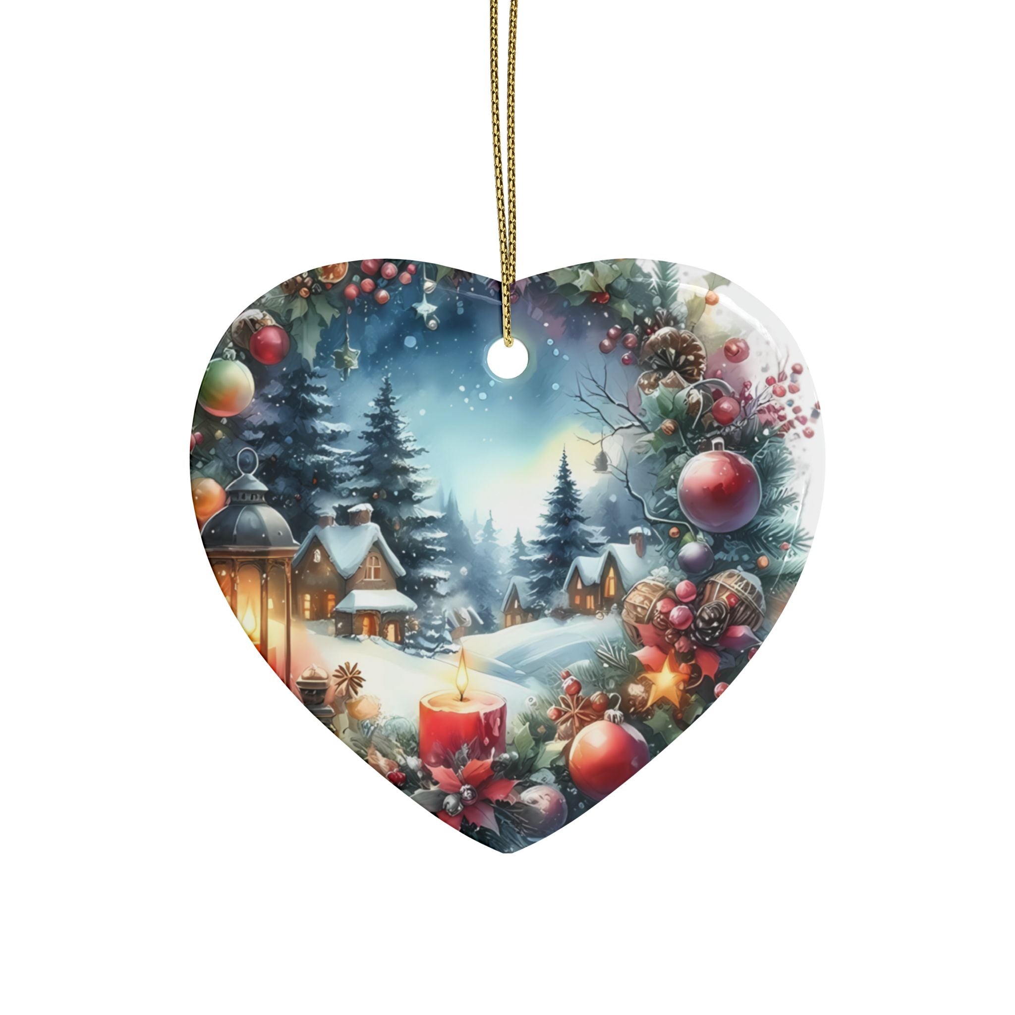 Heart-Shaped Ceramic Ornaments for Christmas, Holiday Decor, Tree Ornaments, Gift Tags, Winter Celebrations