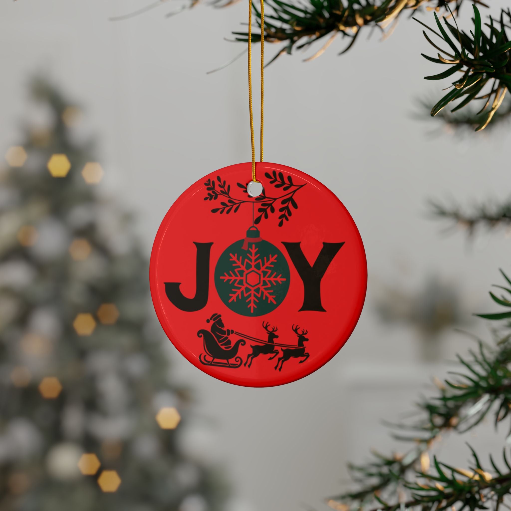 Festive Holiday Ornaments, Joyful 2-Sided Ceramic Decoration for Christmas, Tree Hangings, Gift Tags, Home Decor