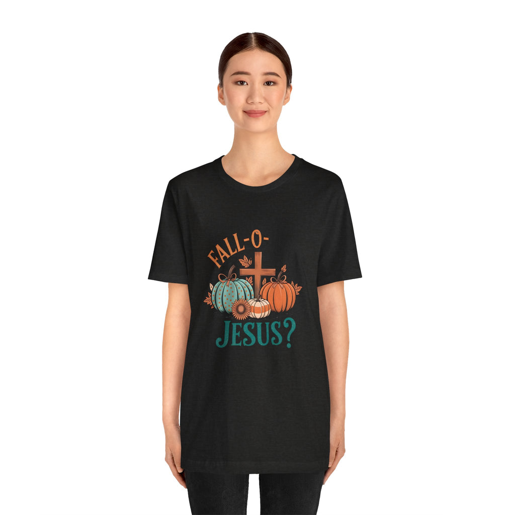 Fall-Themed Jesus T-Shirt, Unisex Short Sleeve Tee, Christian Apparel, Autumn Wear, Pumpkin Design, Halloween Celebration