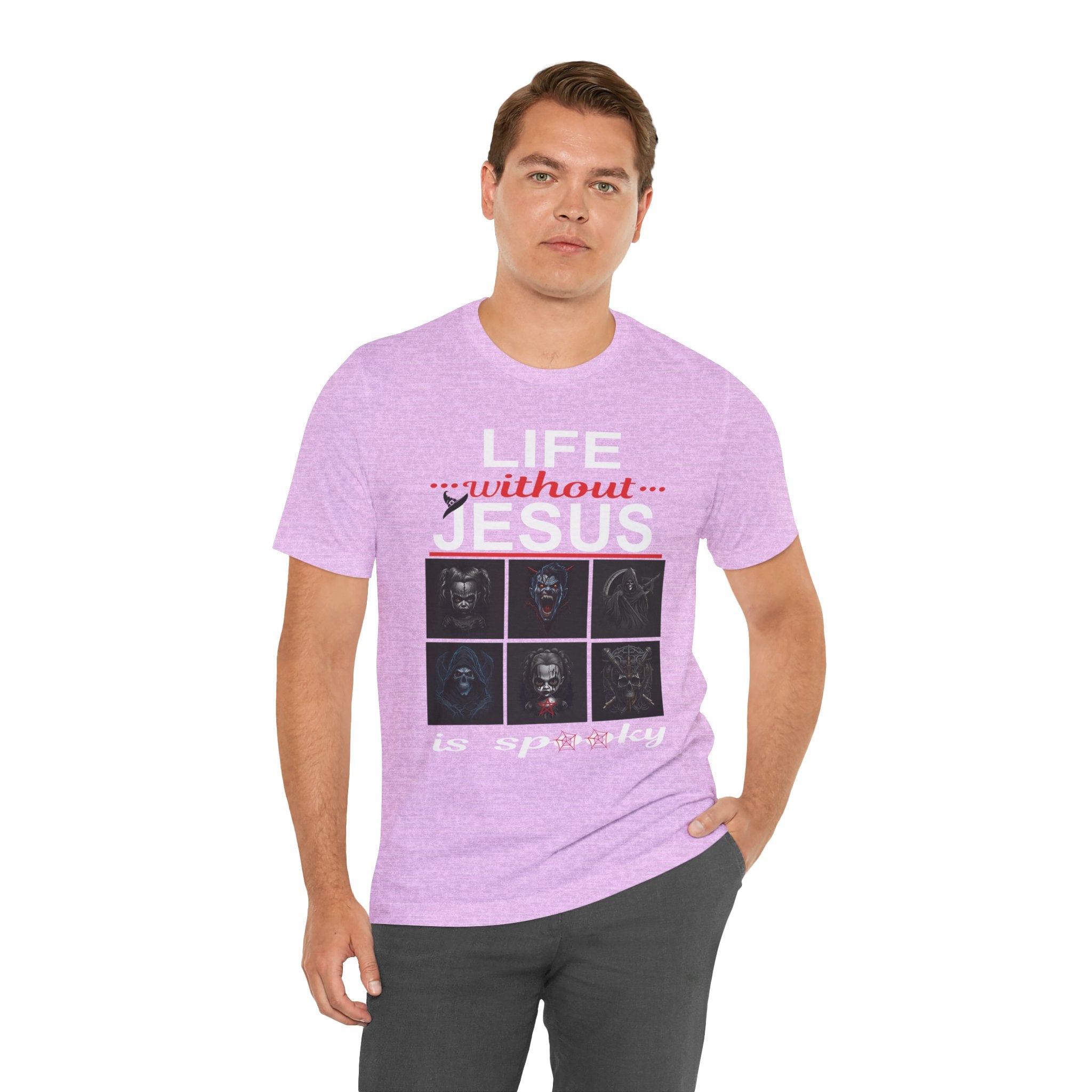 Funny Christian Tee - 'Life Without Jesus is Spooky' Unisex Jersey Short Sleeve T-Shirt, Faith Apparel, Religious Gift, Halloween Tee, [...]
